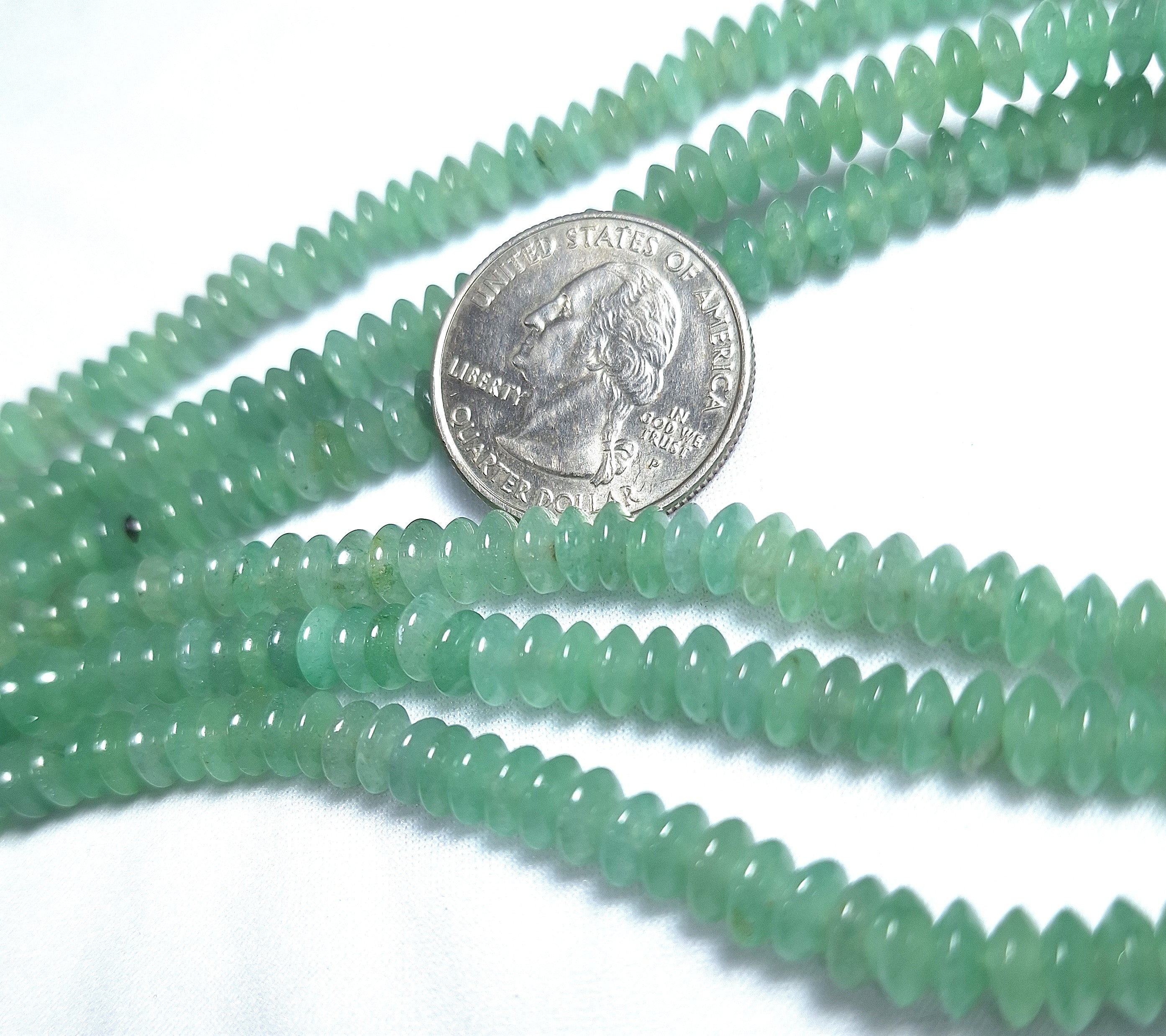 6x3mm Green Aventurine Saucer Rondelle Gemstone Beads 16-Inch Strand