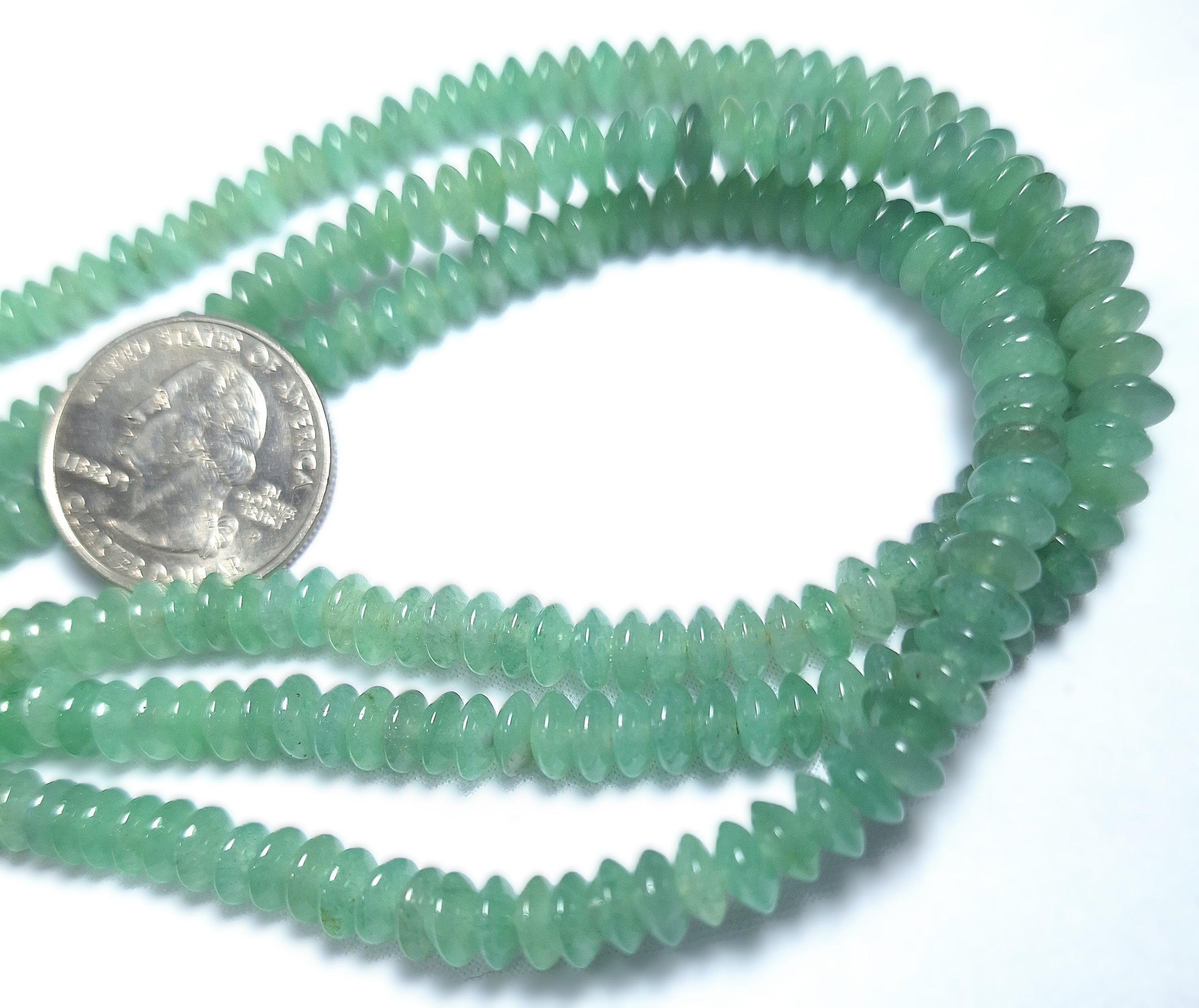 6x3mm Green Aventurine Saucer Rondelle Gemstone Beads 16-Inch Strand
