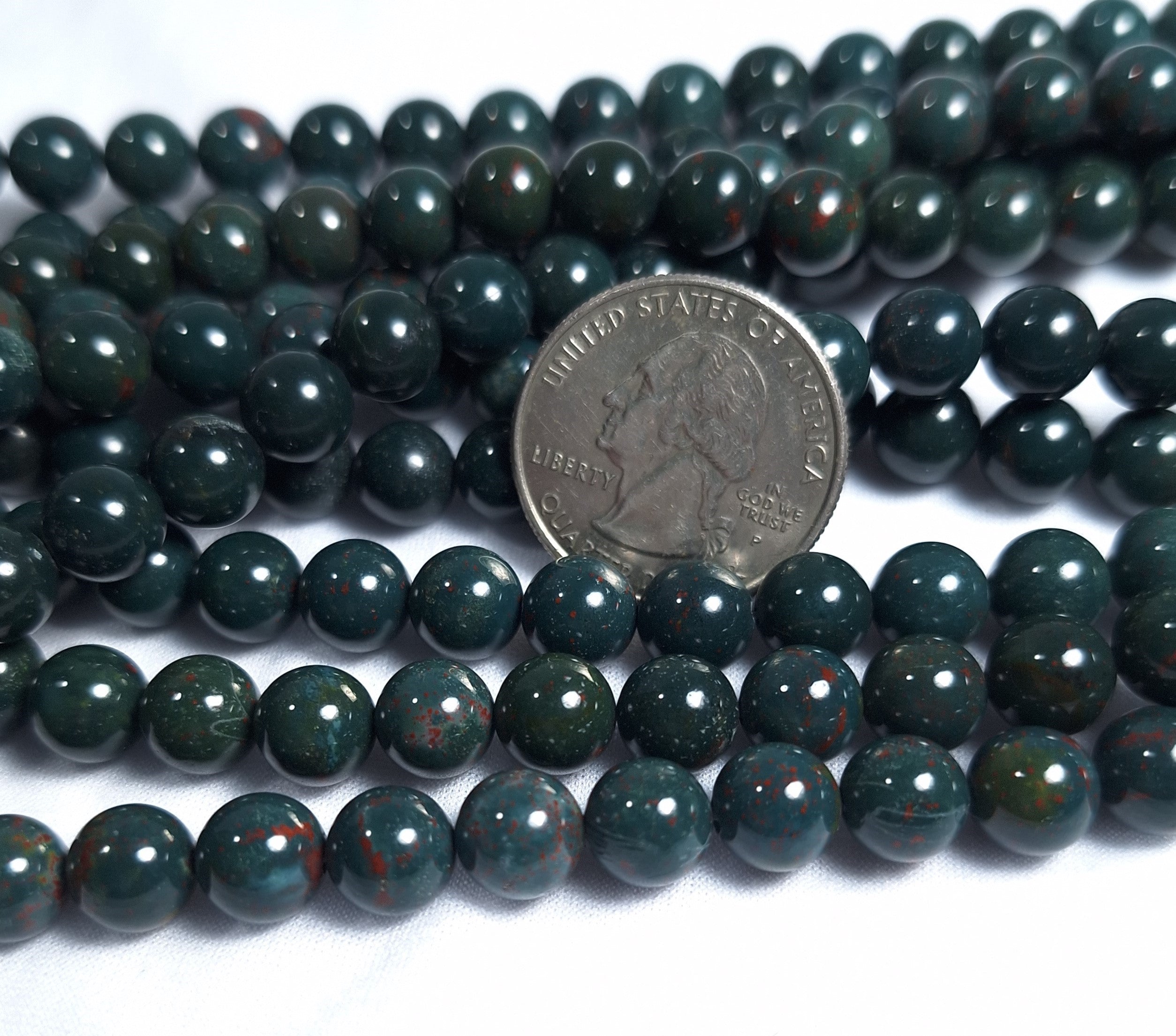 8mm Blood Stone Jasper Round Gemstone Beads 16-Inch Strand