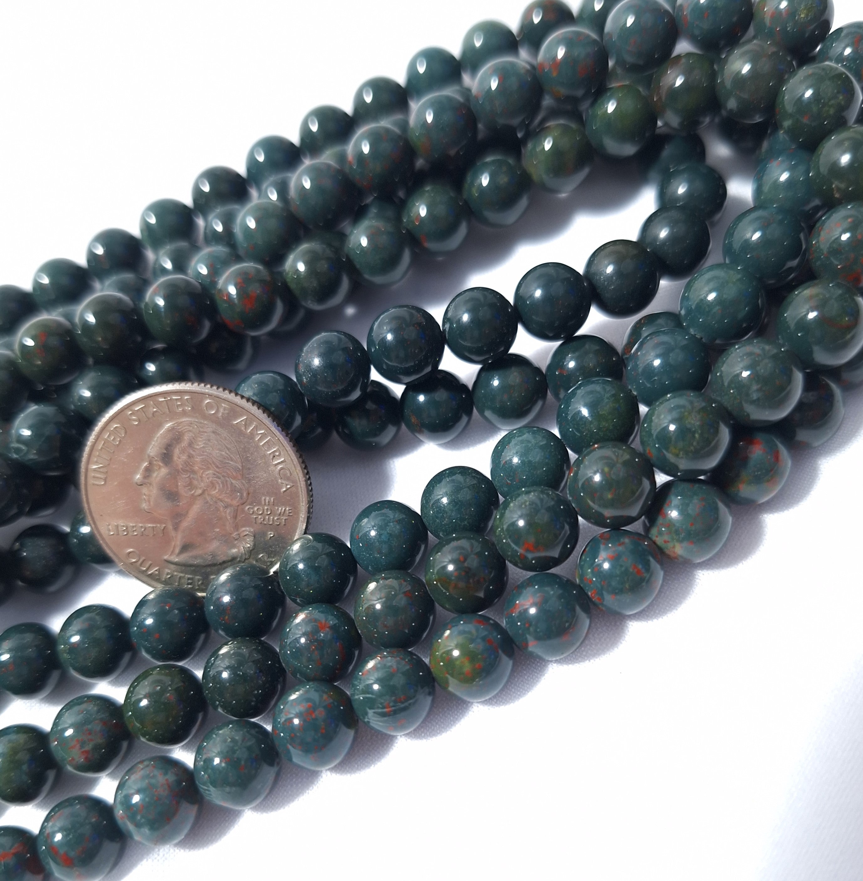 8mm Blood Stone Jasper Round Gemstone Beads 16-Inch Strand