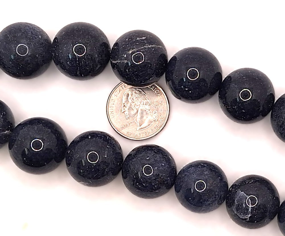 20mm Blue Aventurine Round Gemstone Beads 8-Inch Strand
