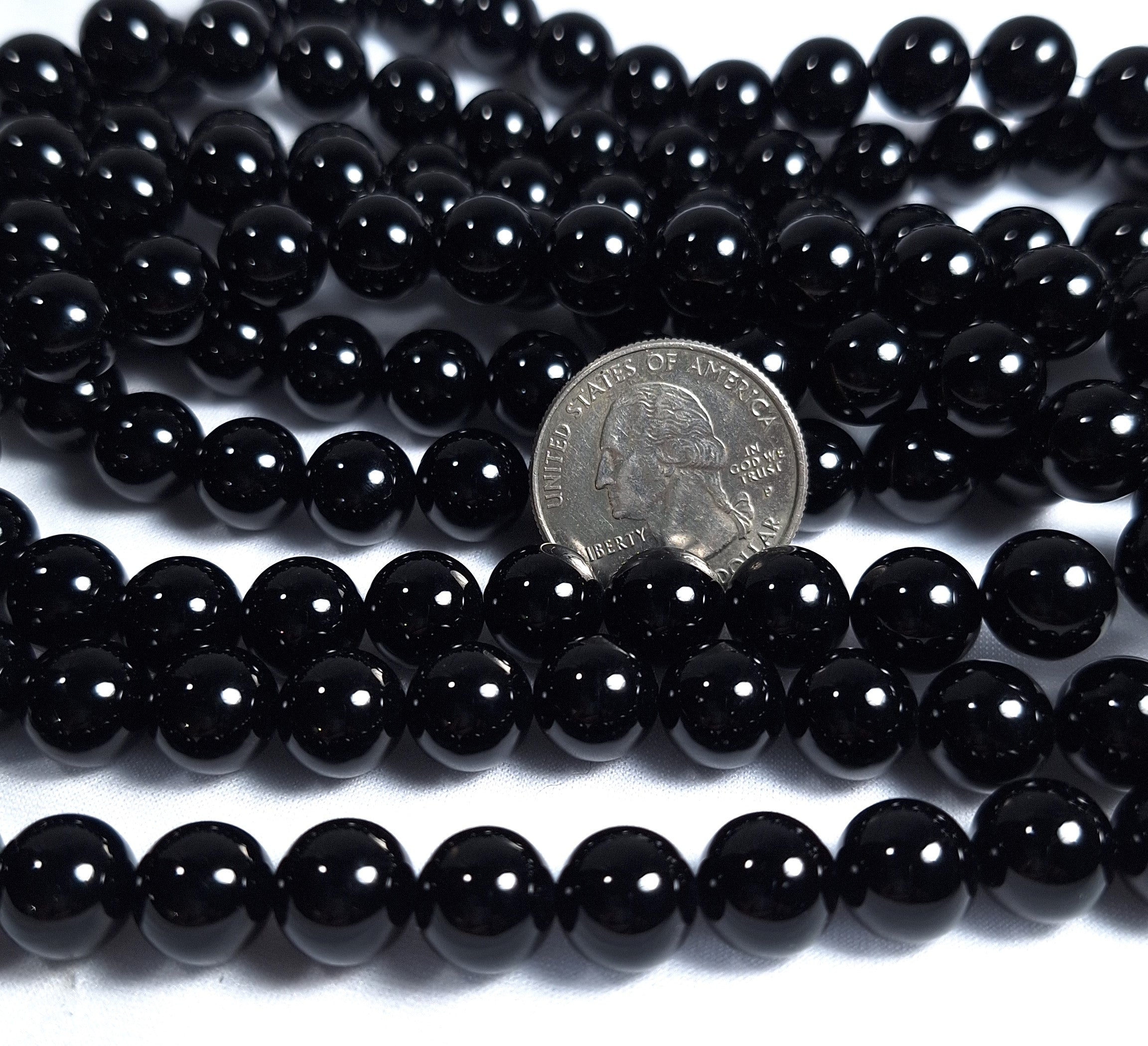 10mm Black Onyx Round Gemstone Beads 16-Inch Strand