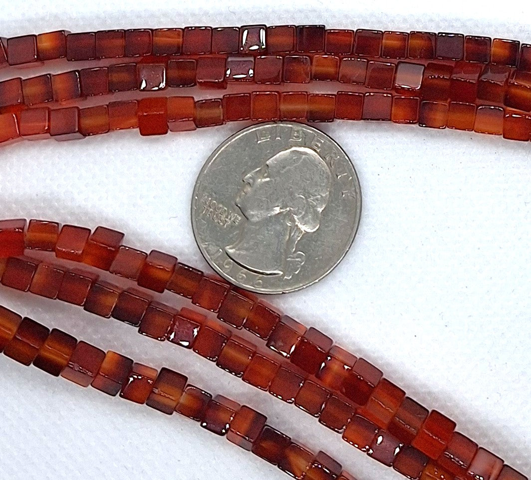 4mm Carnelian Cube Gemstone Beads 16-Inch Strand