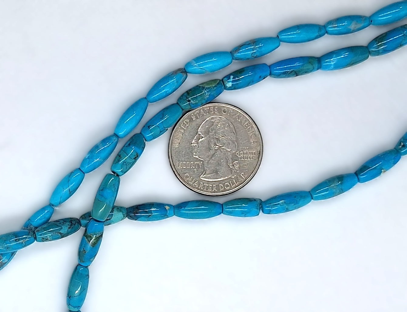 12x5mm Chinese Turquoise Rice Gemstone Beads 8-Inch Strand
