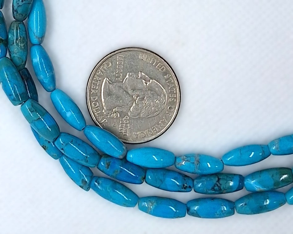 12x5mm Chinese Turquoise Rice Gemstone Beads 8-Inch Strand