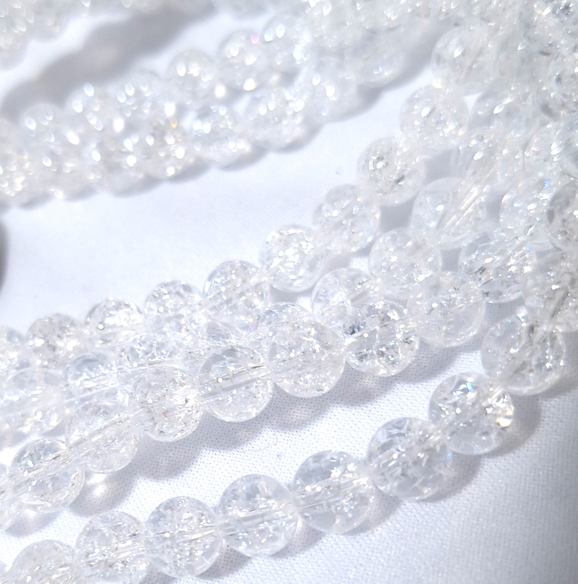 7mm Ice Flake Quartz Round Gemstone Beads 16-Inch Strand