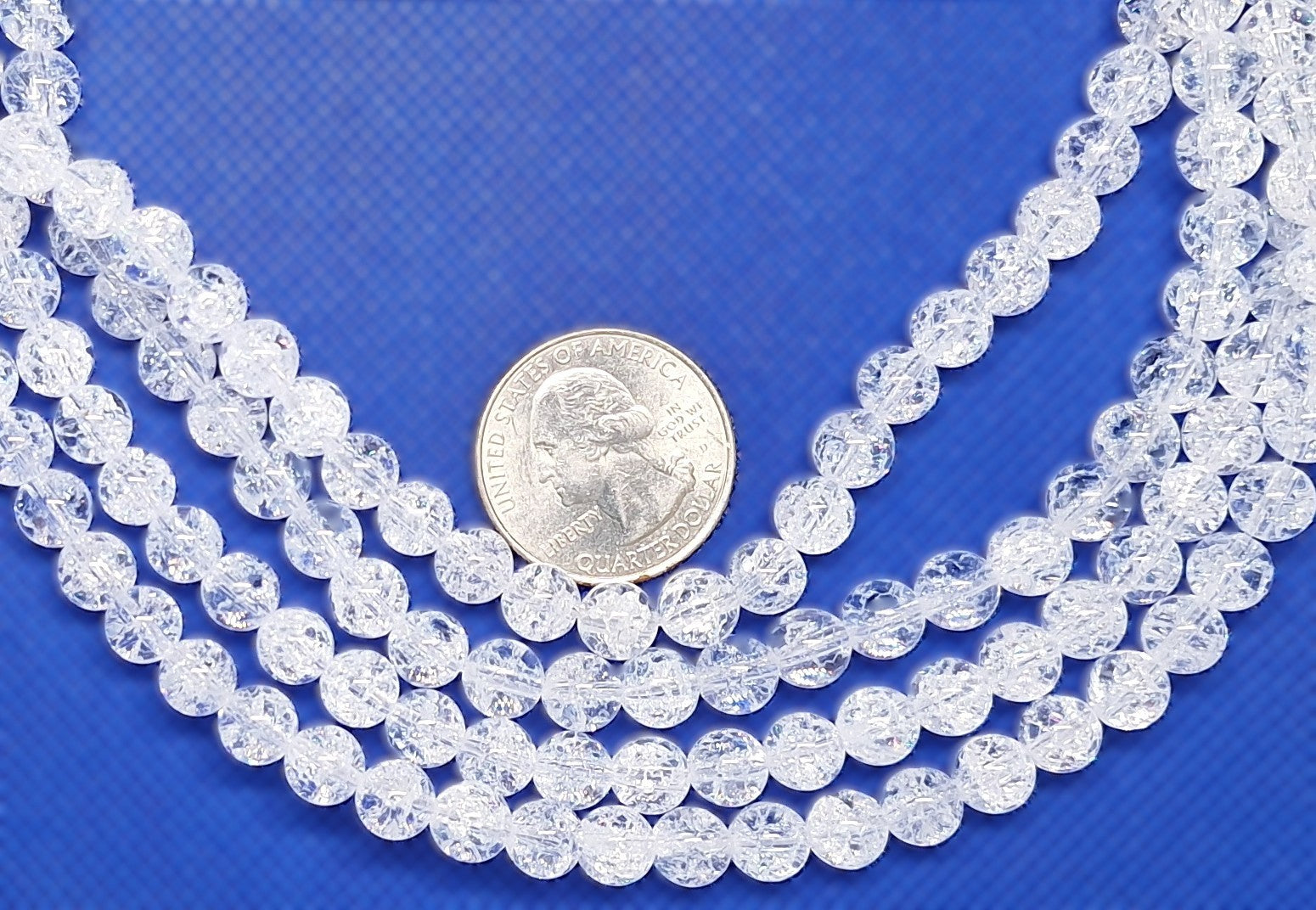 7mm Crackle Crystal Quartz Round Gemstone Beads 16-inch Strand