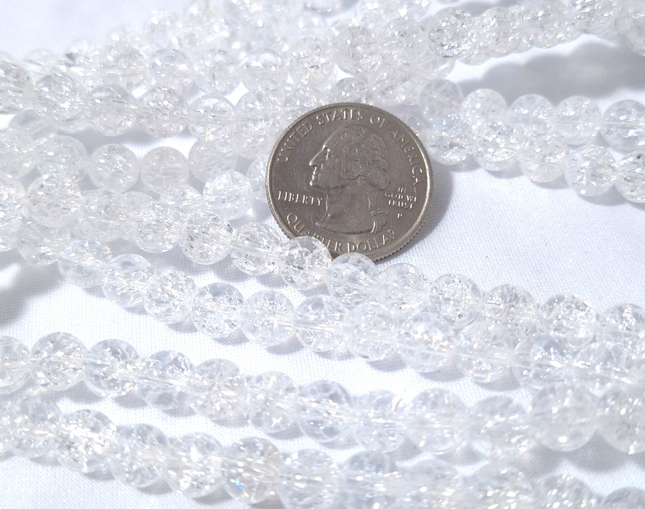 7mm Ice Flake Quartz Round Gemstone Beads 16-Inch Strand