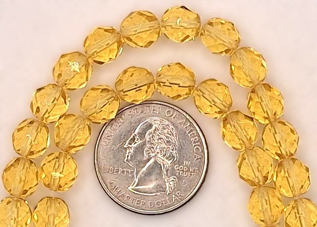 8mm Light Topaz Transparent Fire-Polished Faceted Round Beads 25ct
