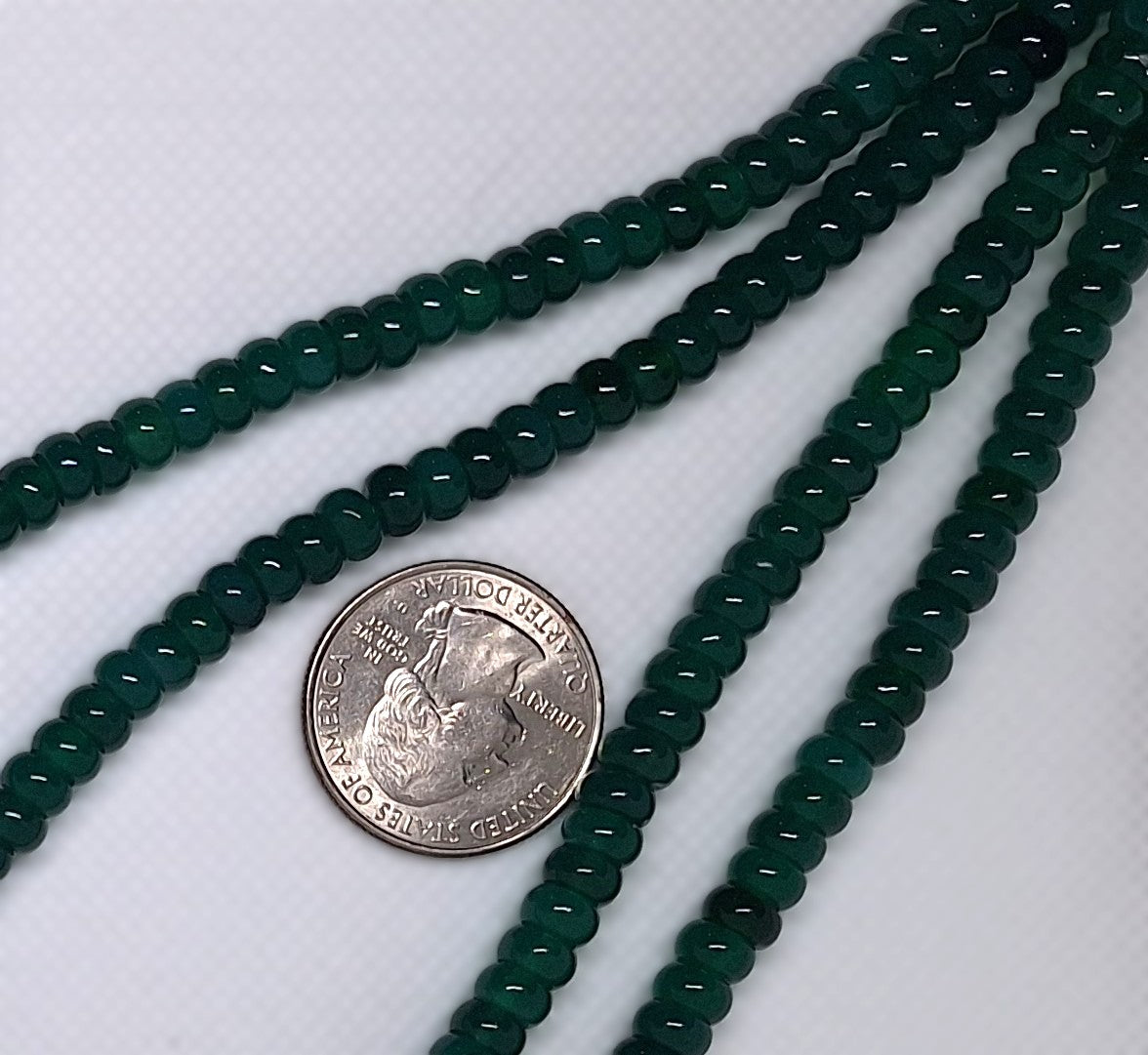 6x4mm Green Onyx Button Rondelle Gemstone Beads 16-inch Strand