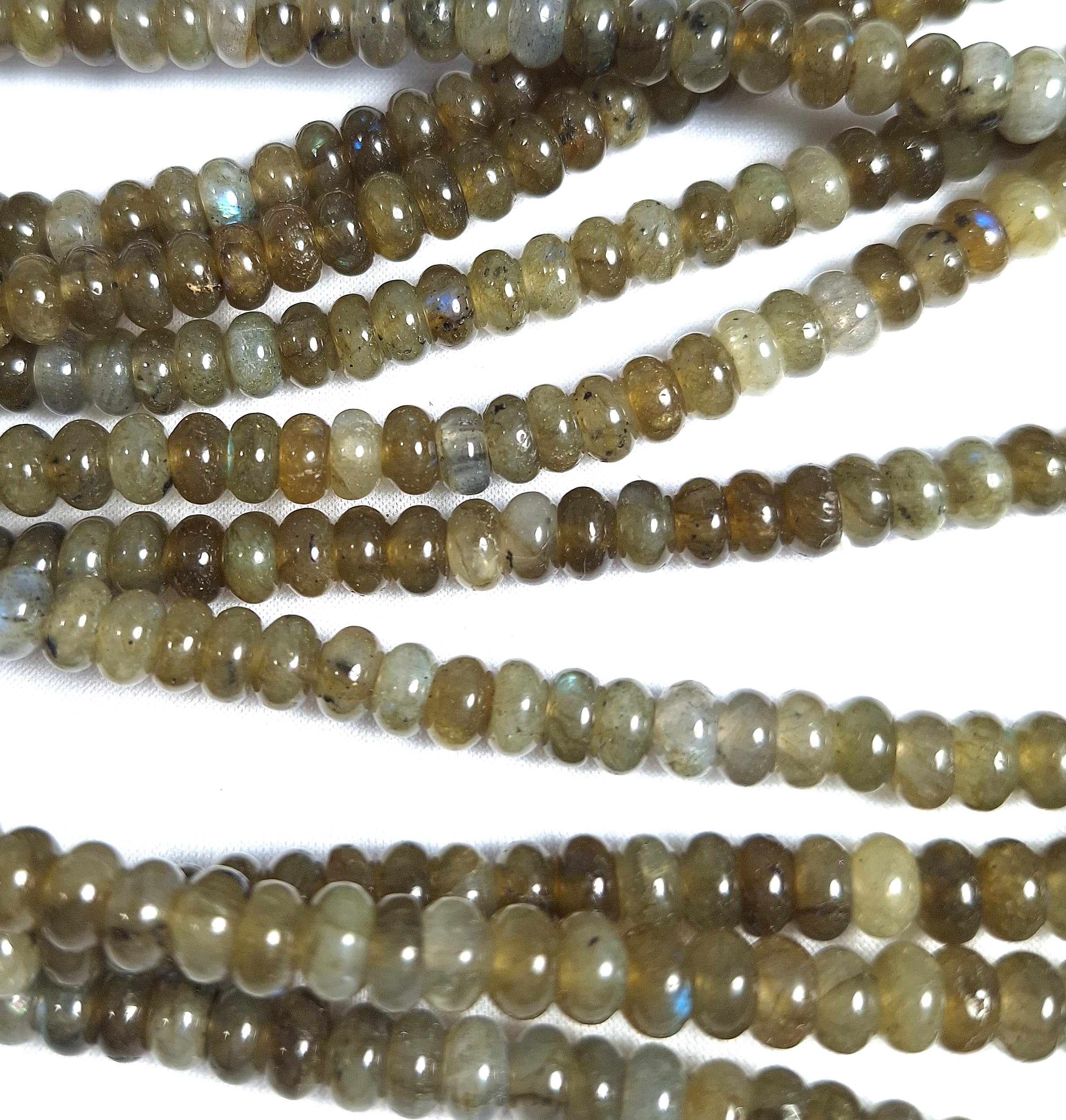 6x4mm Labradorite Smooth Rondelle Gemstone Beads 16-Inch Strand