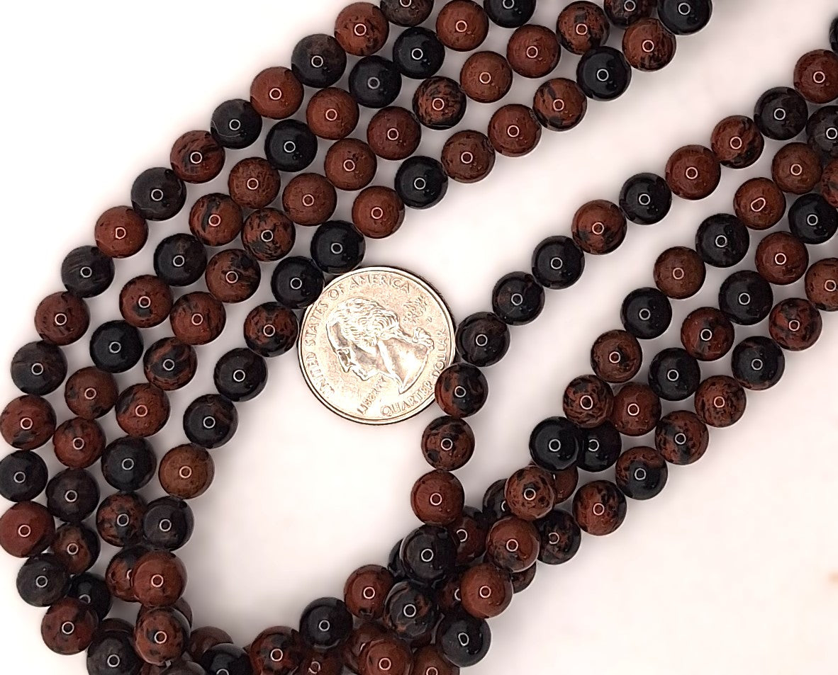 8mm Mahogany Obsidian Round Gemstone Beads 16-inch Strand