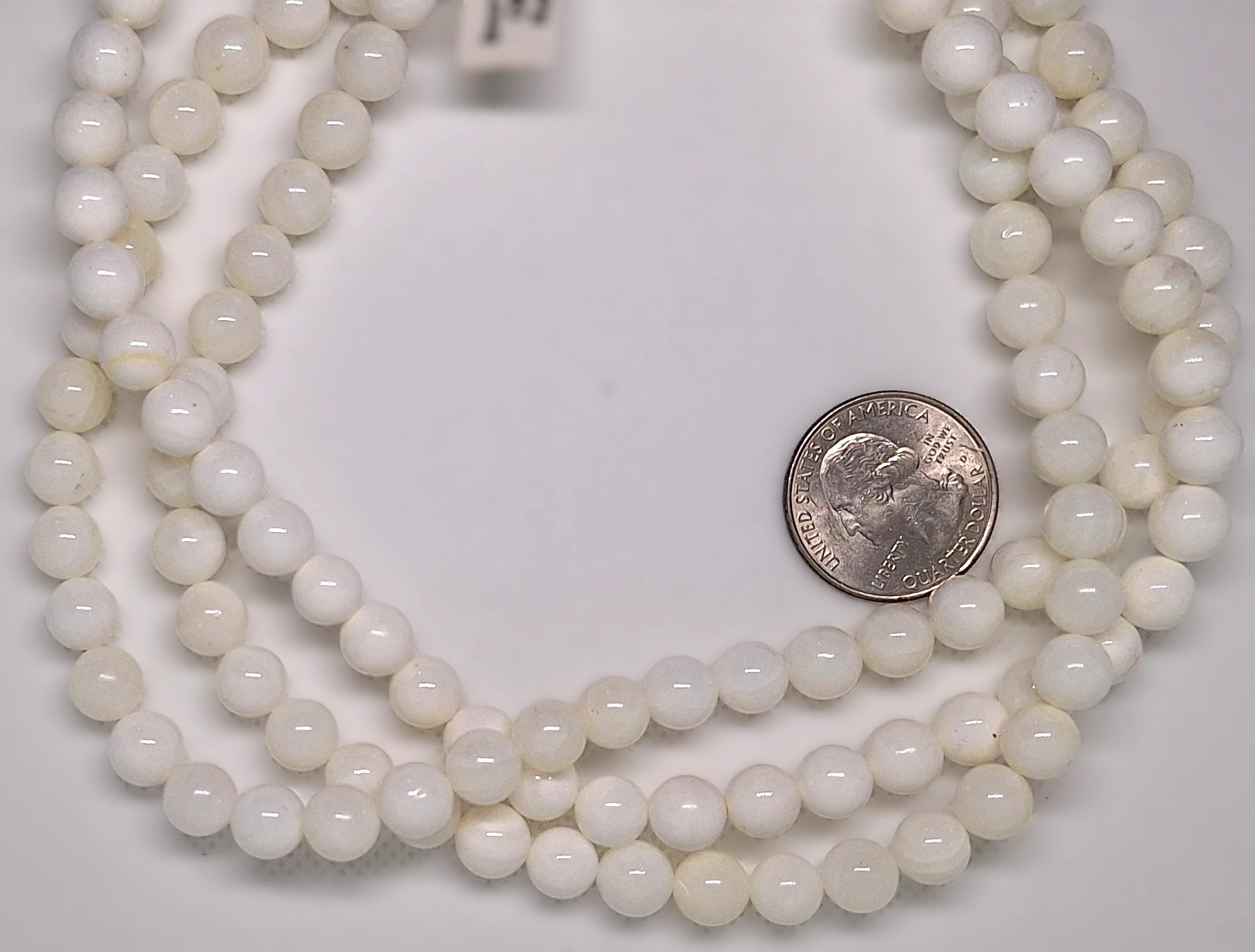 8mm White Shell Round Gemstone Beads 16-inch Strand