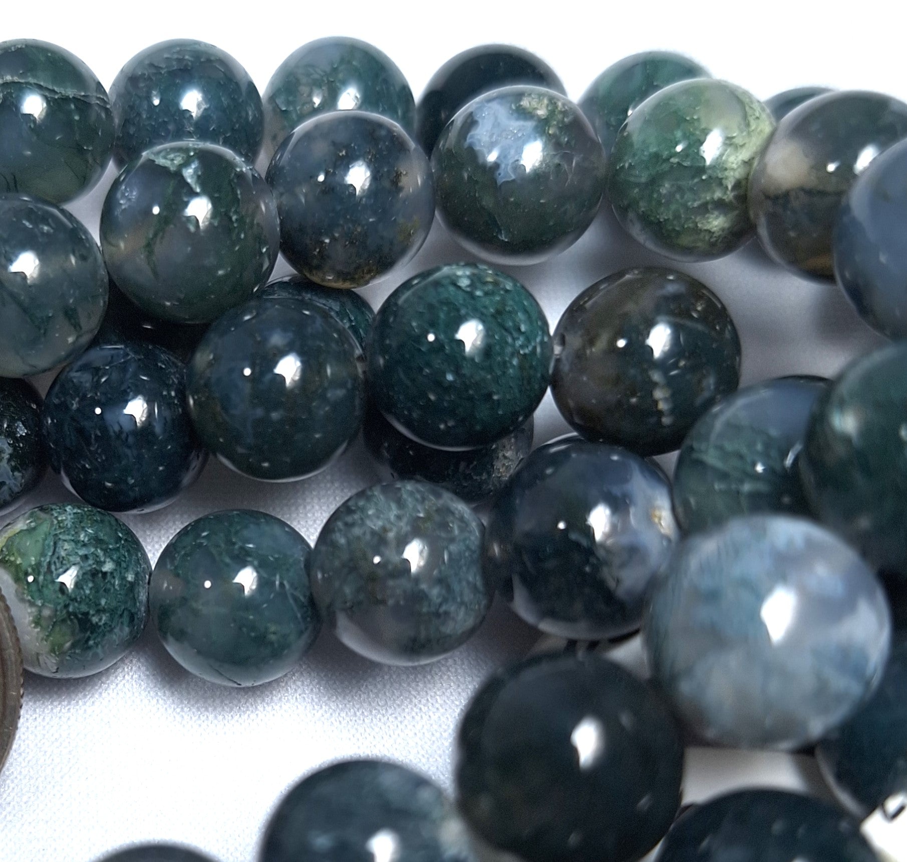 10mm Moss Agate Round Gemstone Beads 16-Inch Strand