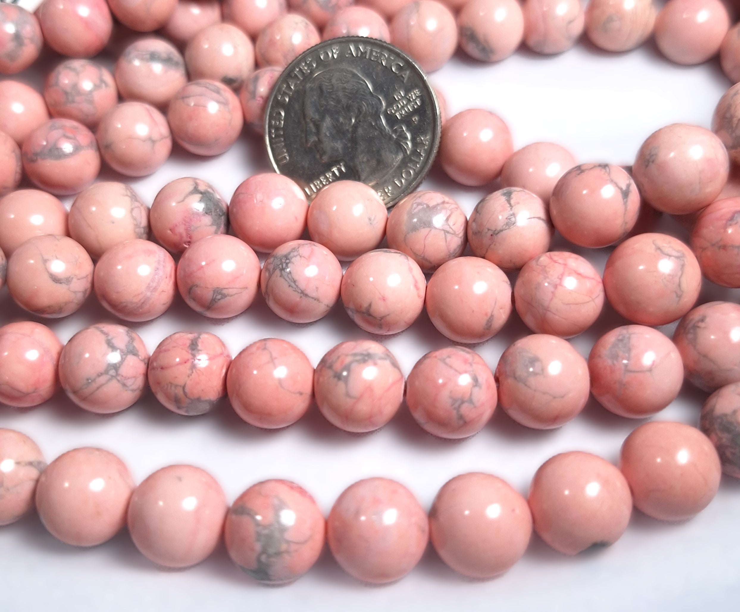 10mm Pink Dyed Howlite Round Gemstone Beads 16-Inch Strand