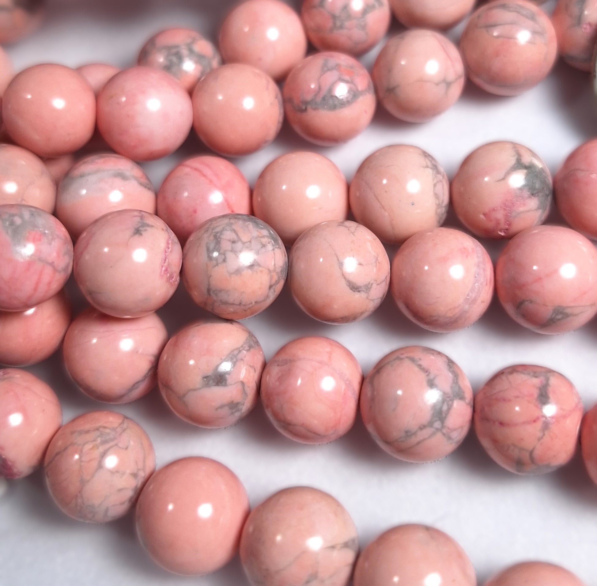 10mm Pink Dyed Howlite Round Gemstone Beads 16-Inch Strand