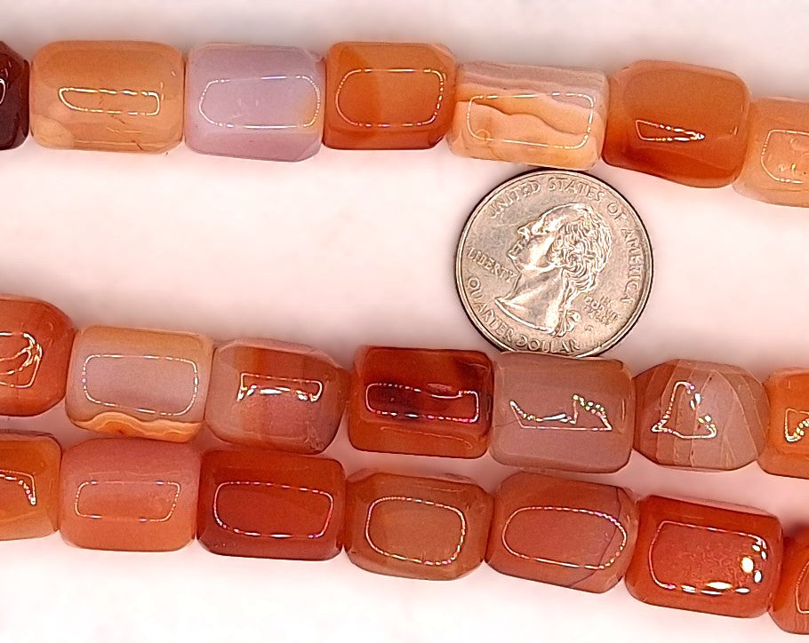 17x14mm Red Sardonyx Large Tube Gemstone Beads 8-inch Strand
