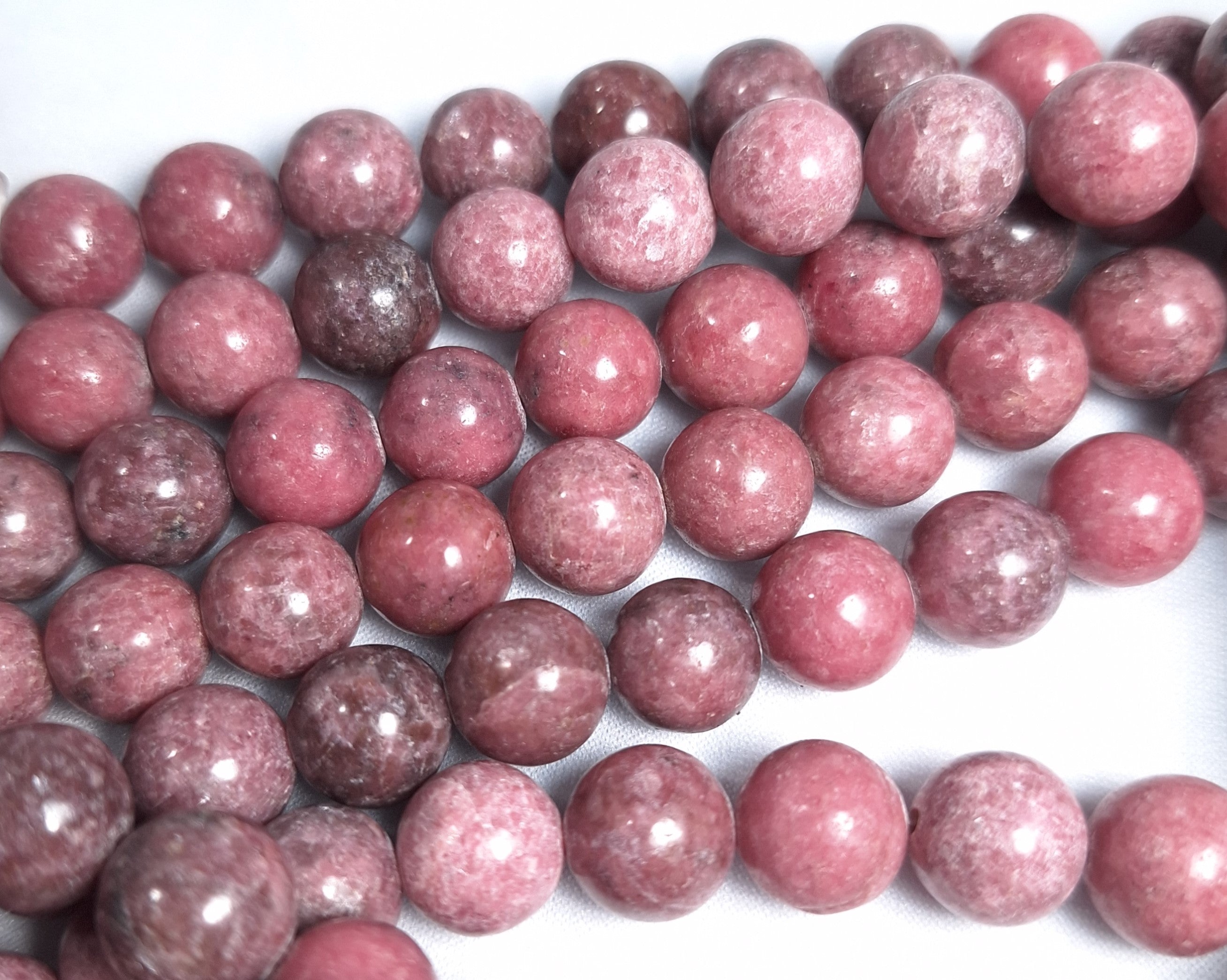 10mm Rhodonite Round Gemstone Beads 16-Inch Strand