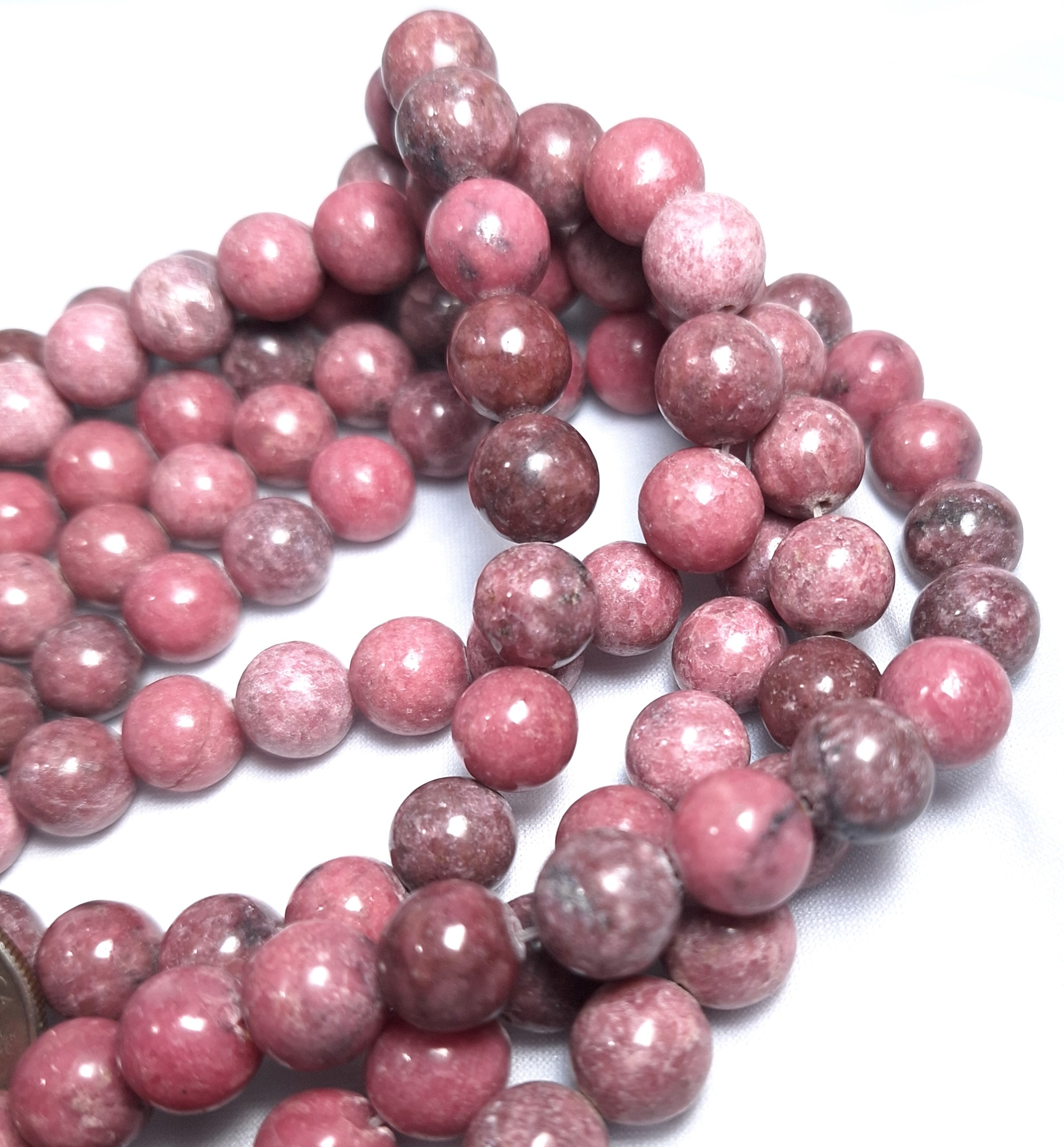 10mm Rhodonite Round Gemstone Beads 16-Inch Strand