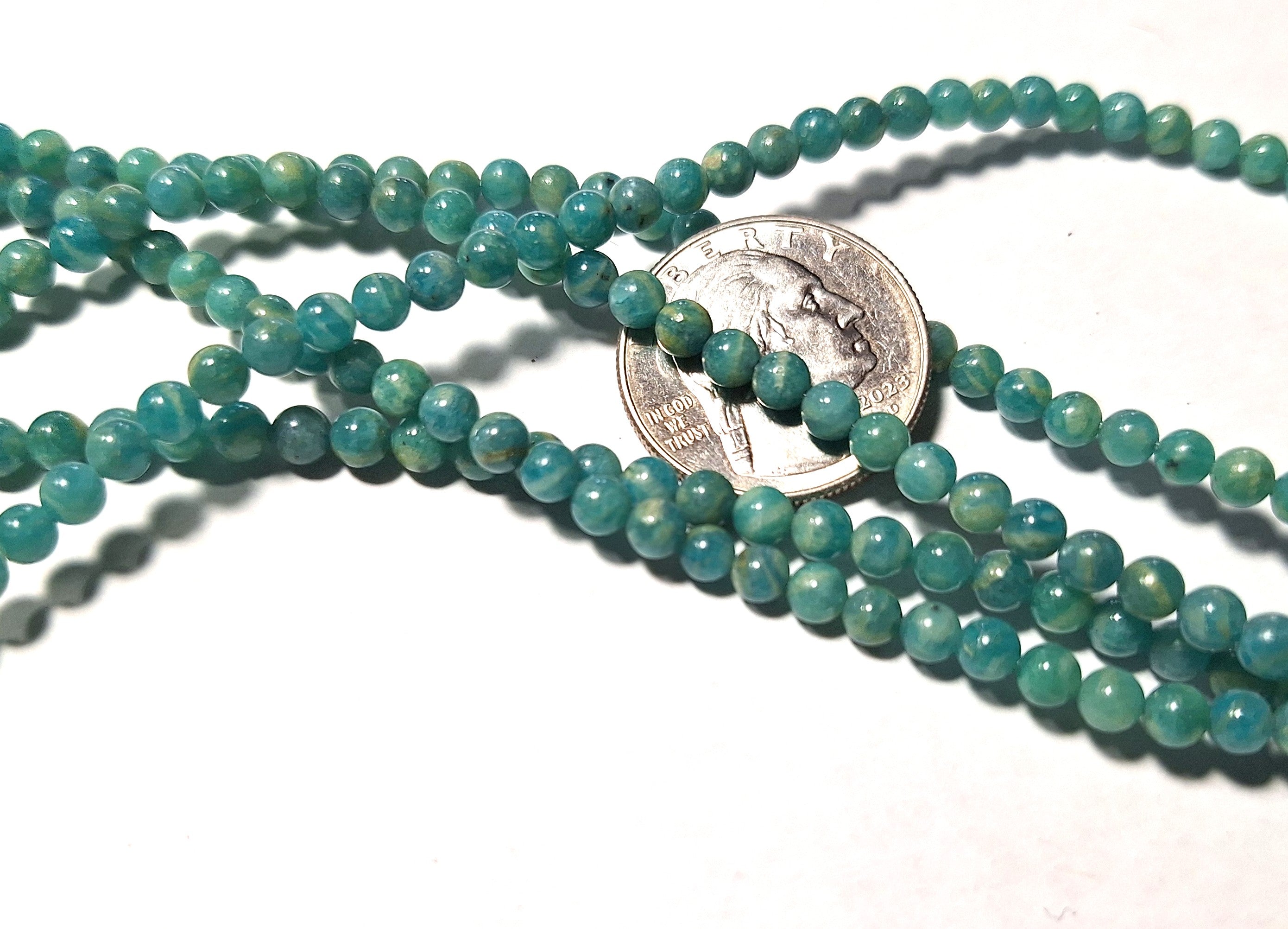 4mm Russian Amazonite Round Gemstone Beads 16-Inch Strand