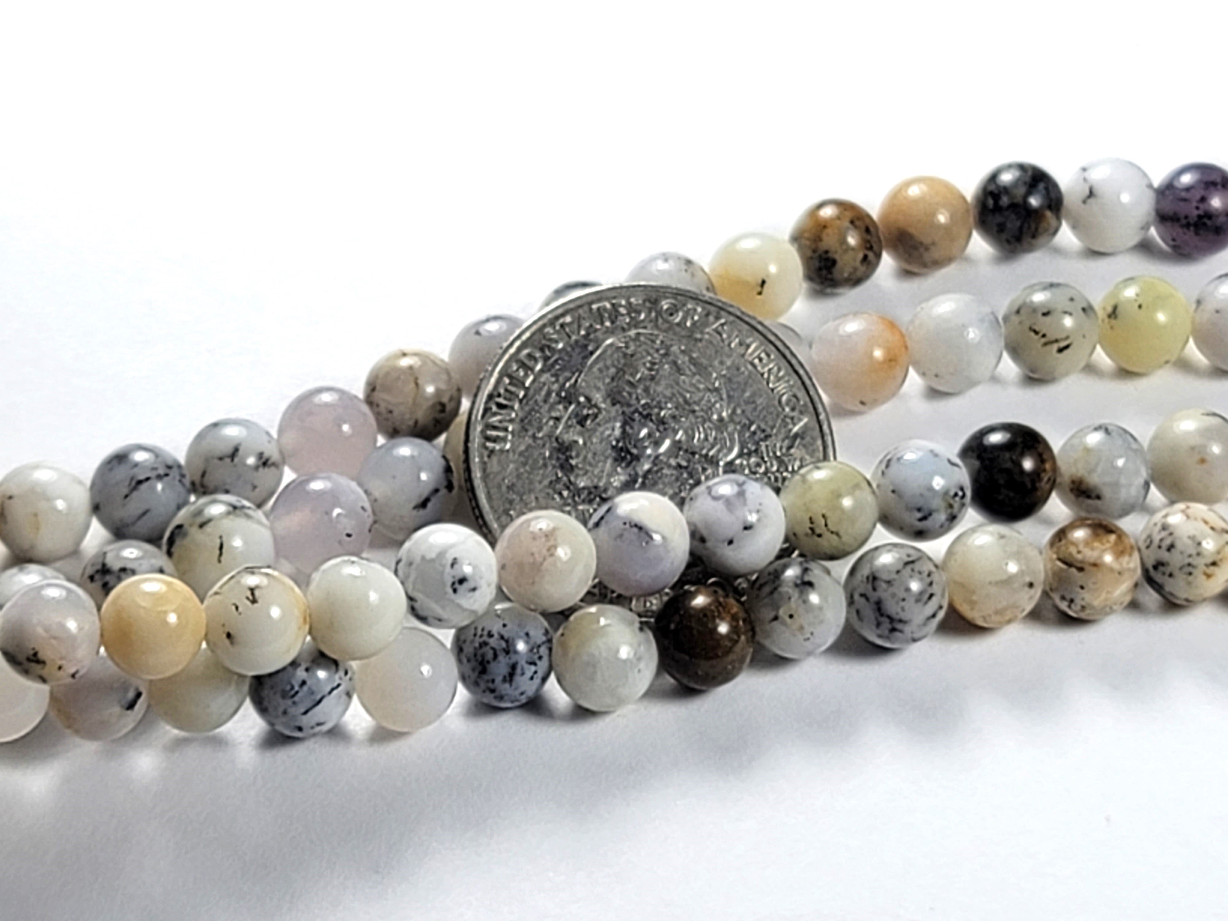 6mm White Opal Round Gemstone Beads 8-Inch Strand