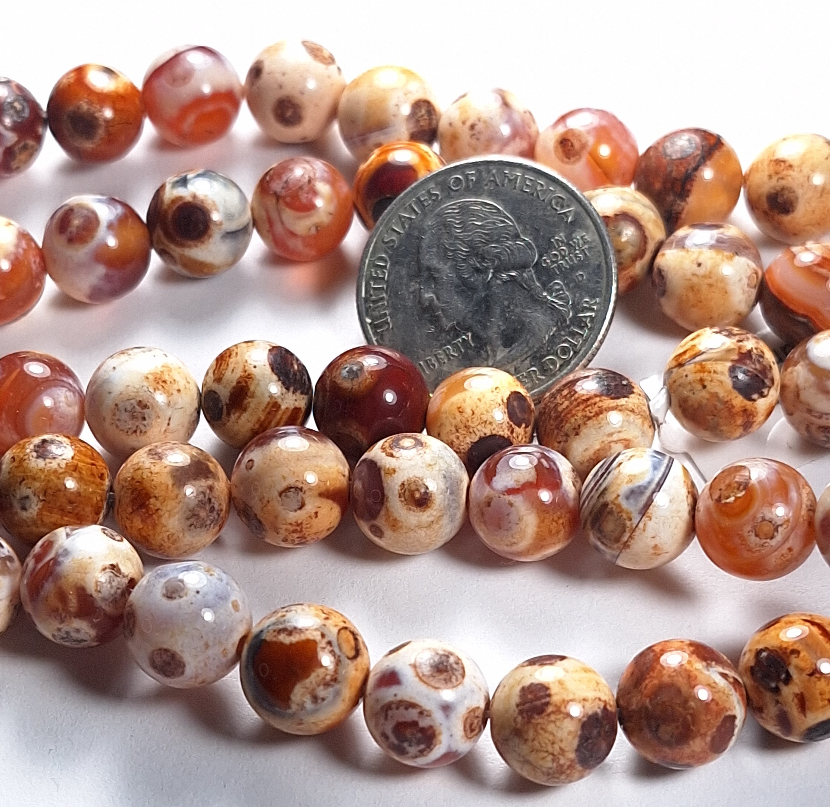 10mm Agate Baked Ancient Cellar Red Round Gemstone Beads 8-Inch Strand