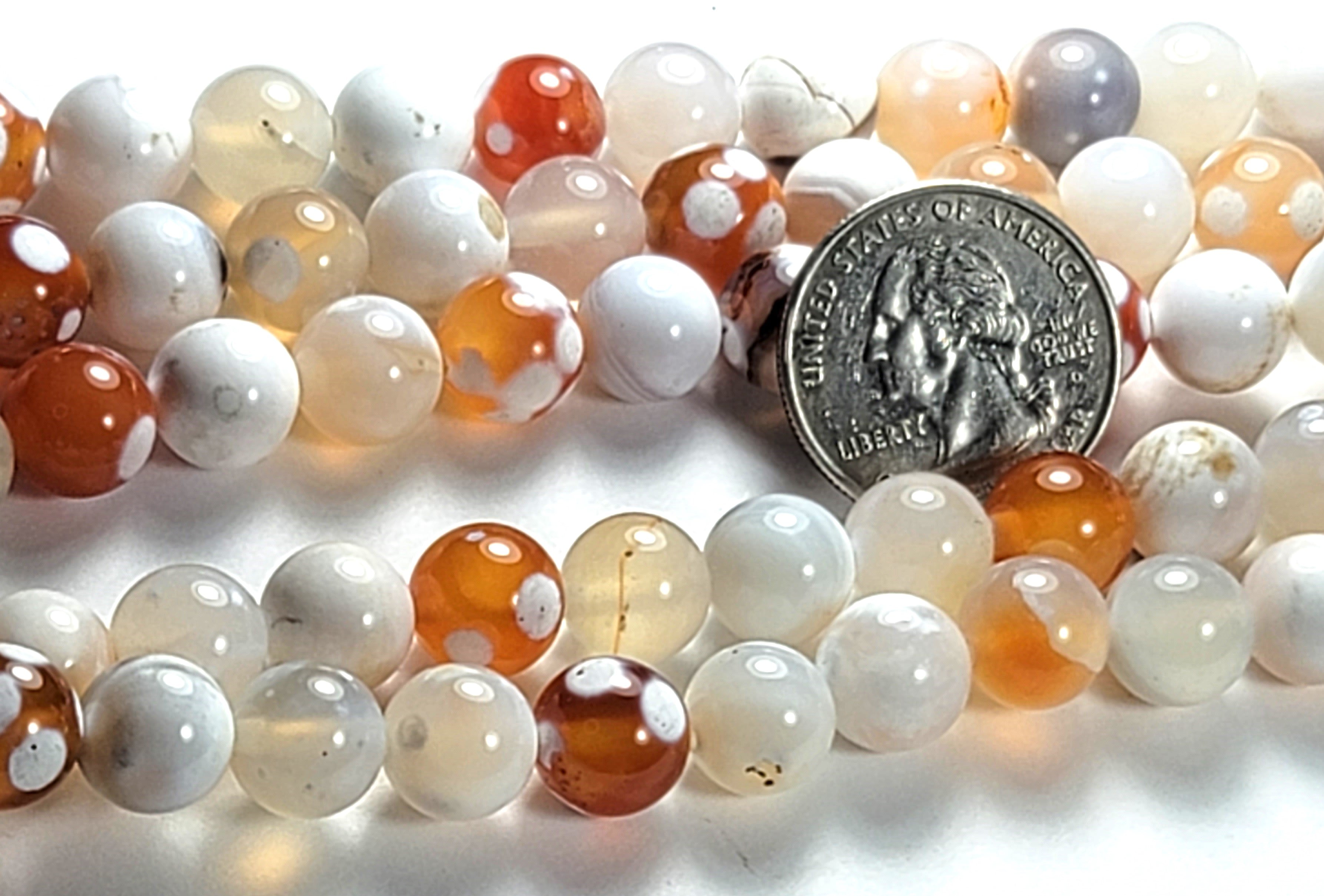 10mm Agate Baked Cherry Red Round Gemstone Beads 8-Inch Strand