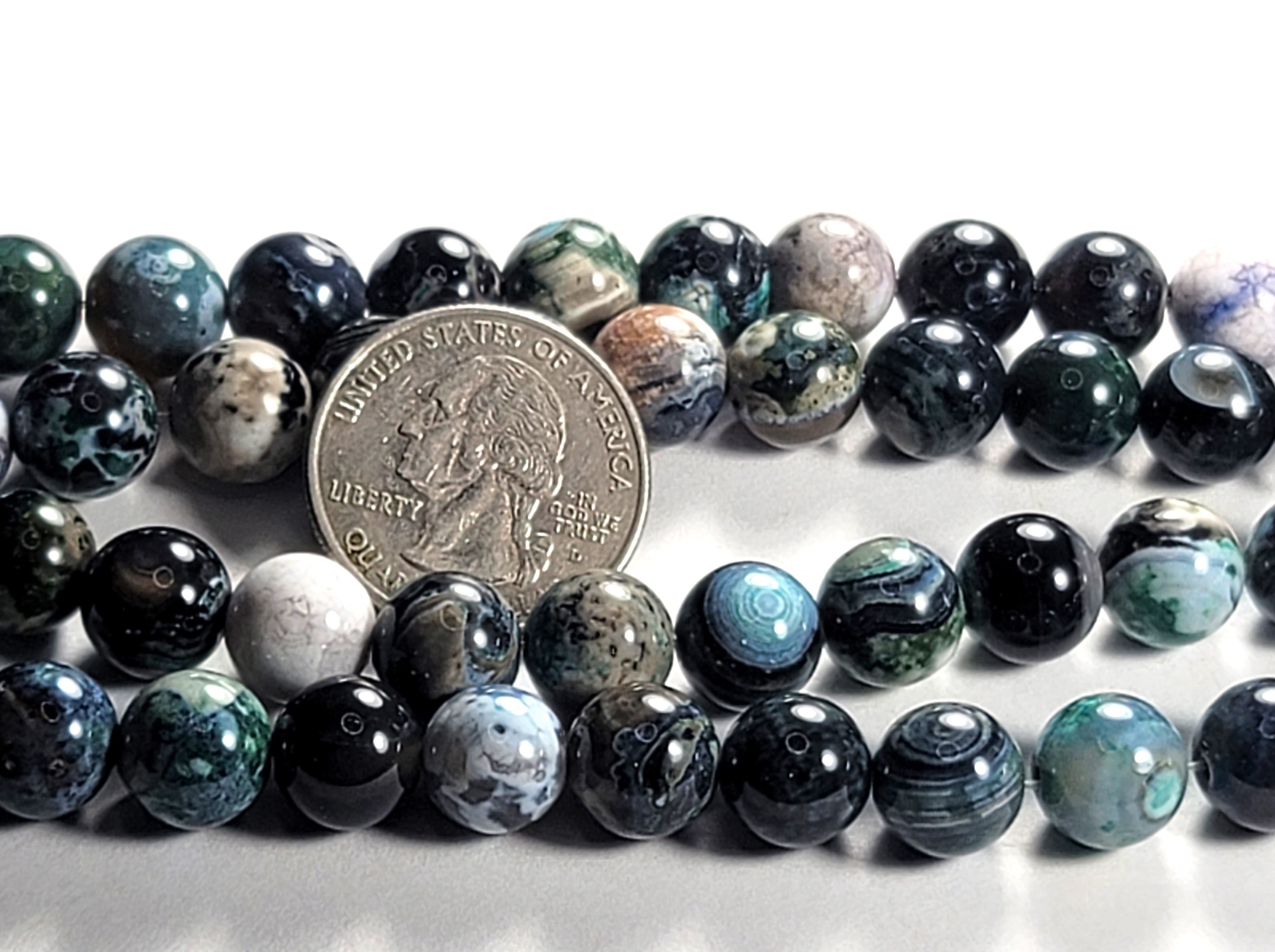 10mm Jade Green Baked Color Agate Round Gemstone Beads 8-Inch Strand