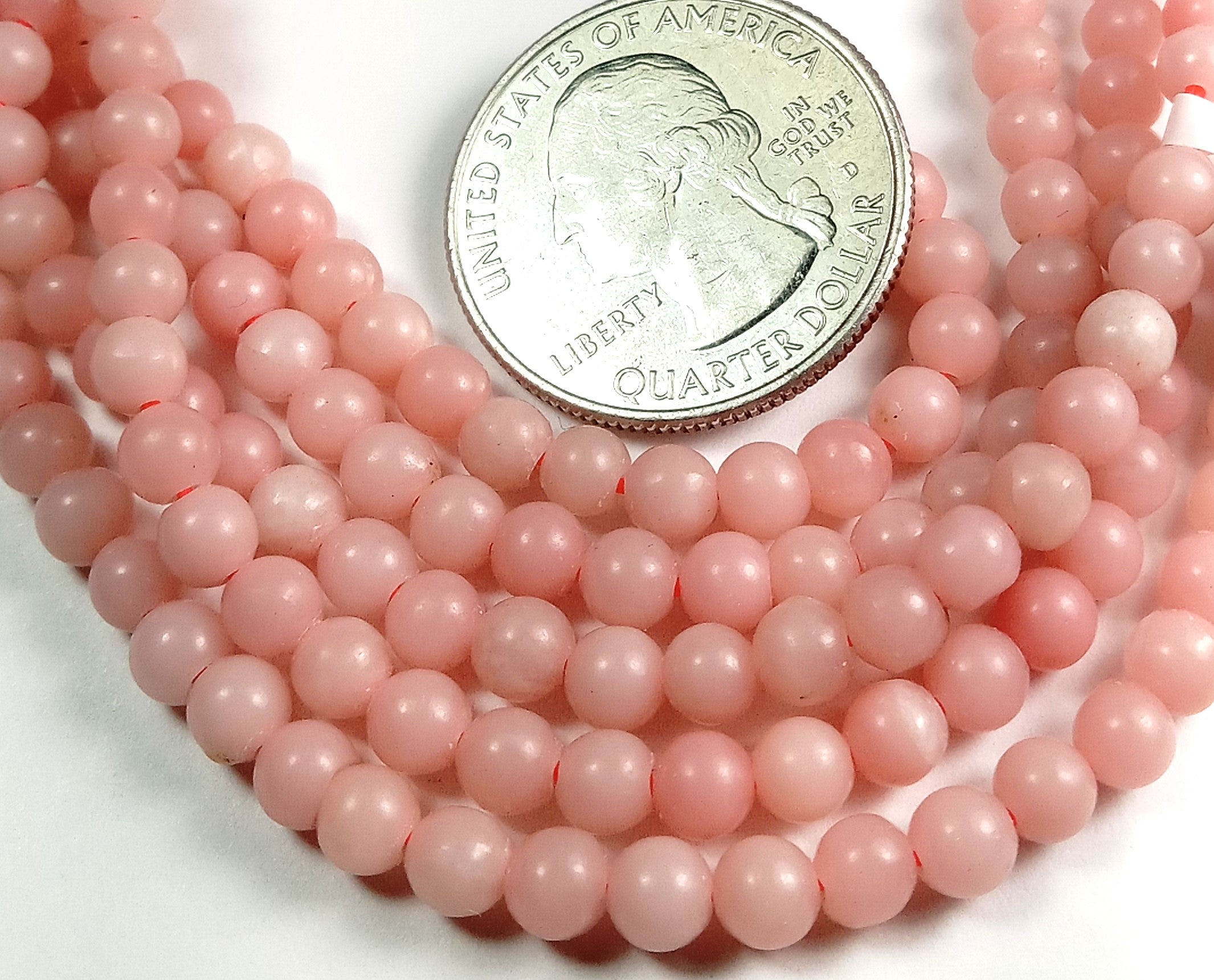 4mm Chinese Pink Opal Round Gemstone Beads 8-Inch Strand