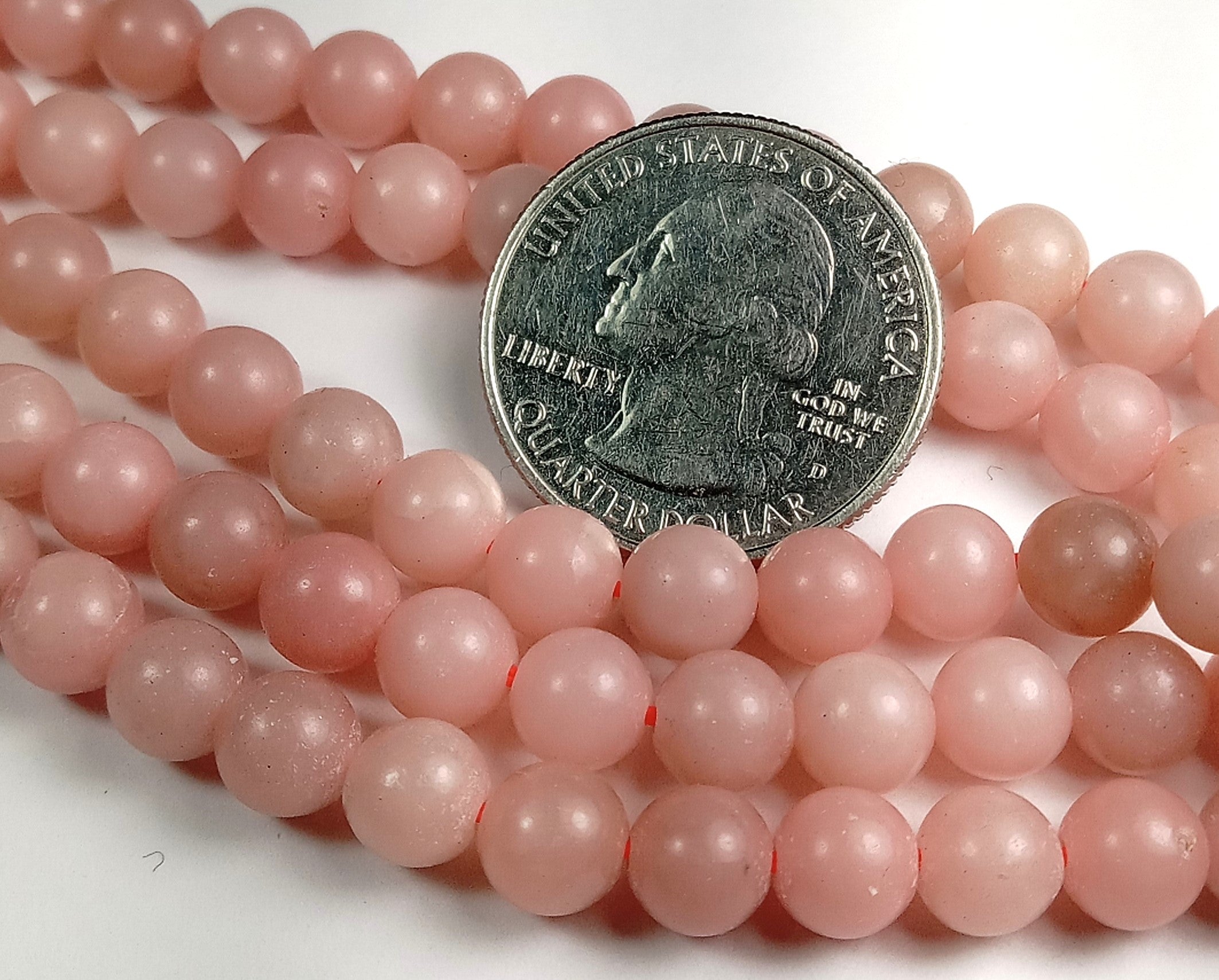 6mm Chinese Pink Opal Round Gemstone Beads 8-Inch Strand