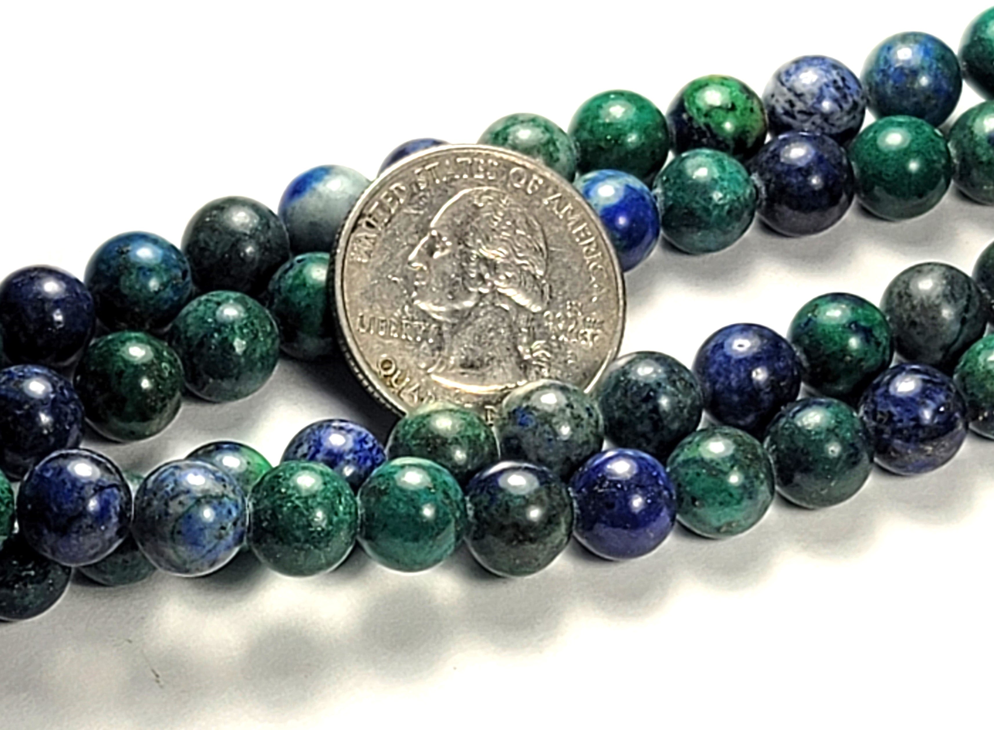 8mm Dyed Chrysocolla Azurite Round Gemstone Beads 8-Inch Strand