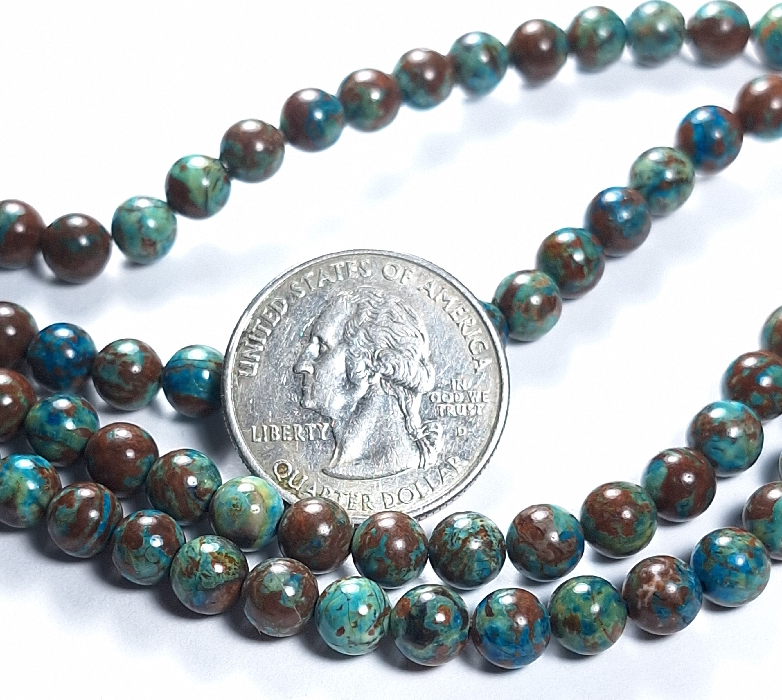 6mm Turquoise Imperial Jasper Round Gemstone Beads 8-Inch Strand