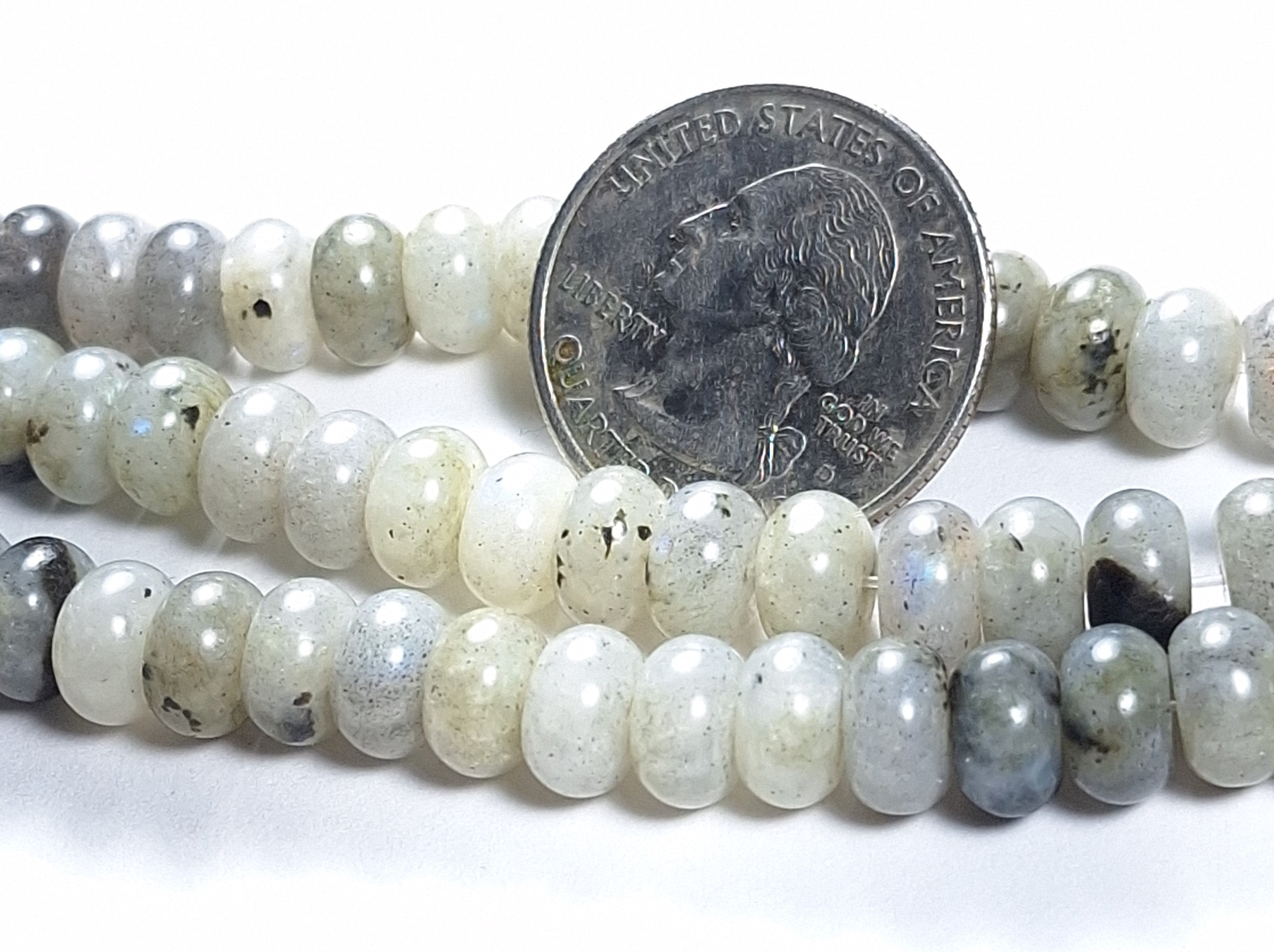 8x5mm Labradorite Smooth Rondelle Gemstone Beads 8-Inch Strand