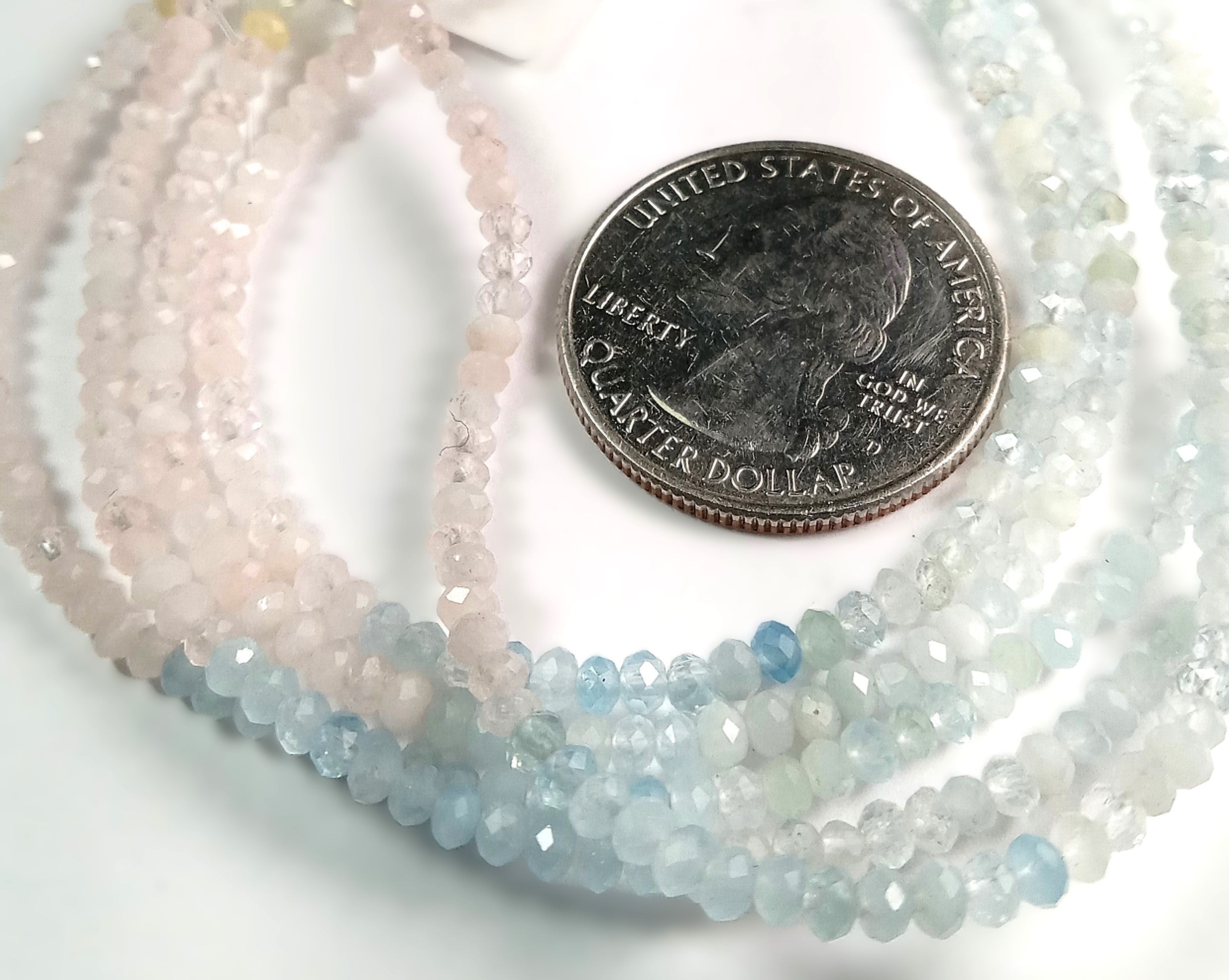 3x2mm Morganite Faceted Rondelle Gemstone Beads 8-Inch Strand