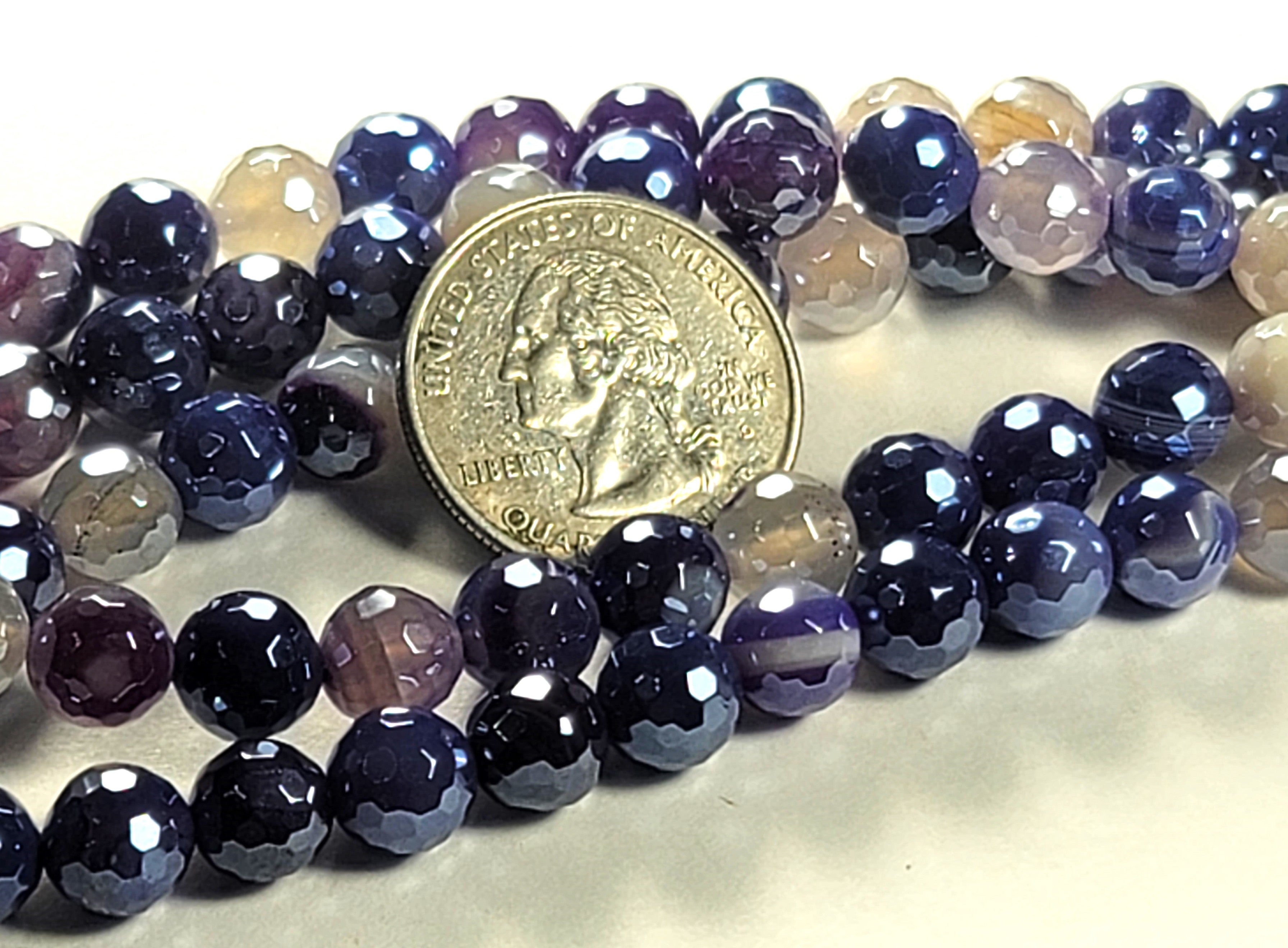 8mm Mystic Purple Agate Faceted Round Gemstone Beads 8-Inch Strand