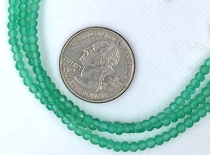 3x2mm Green Onyx Faceted Rondelle Gemstone Beads 8-Inch Strand