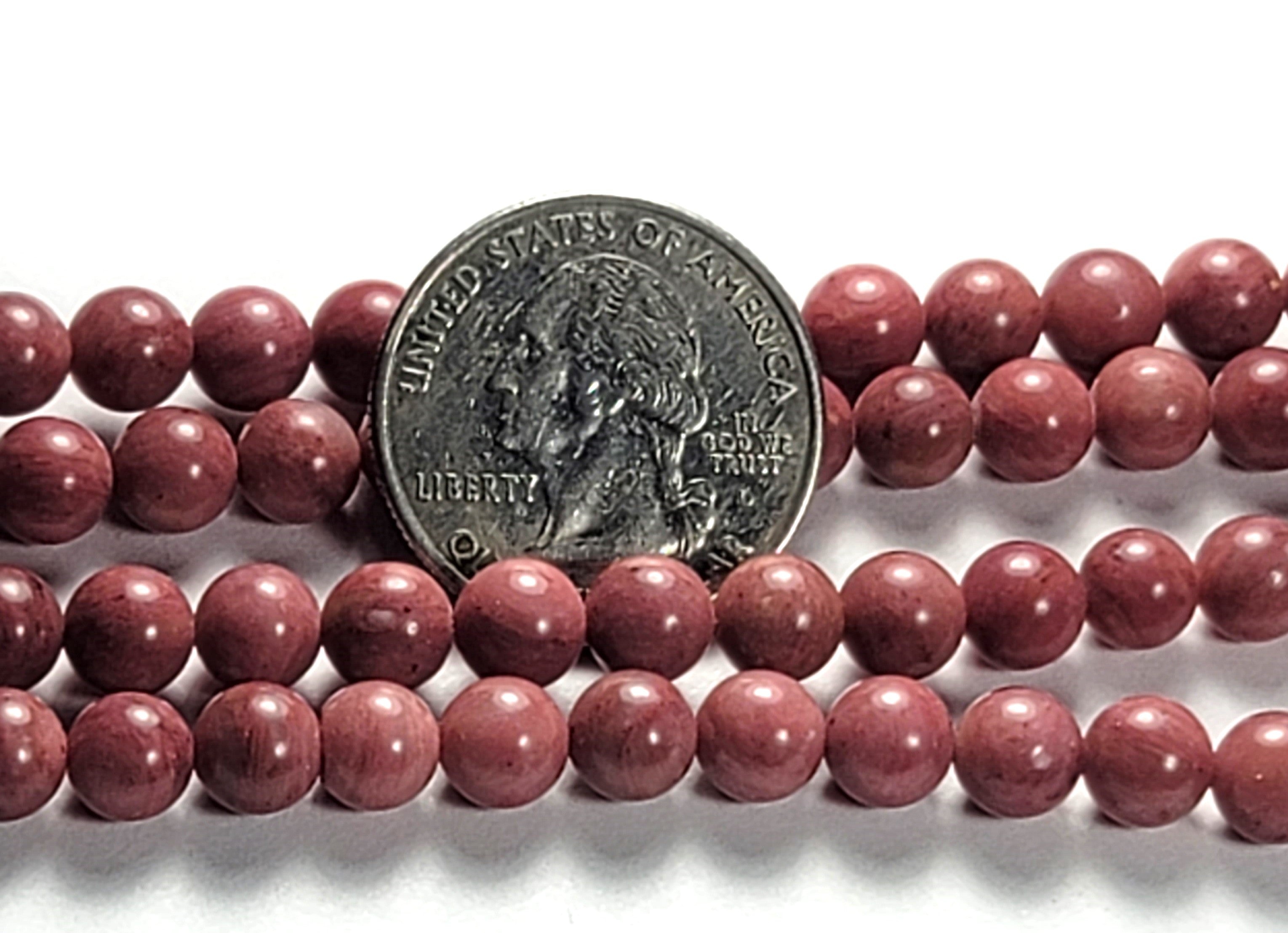 6mm Rhodonite Round Gemstone Beads 8-Inch Strand