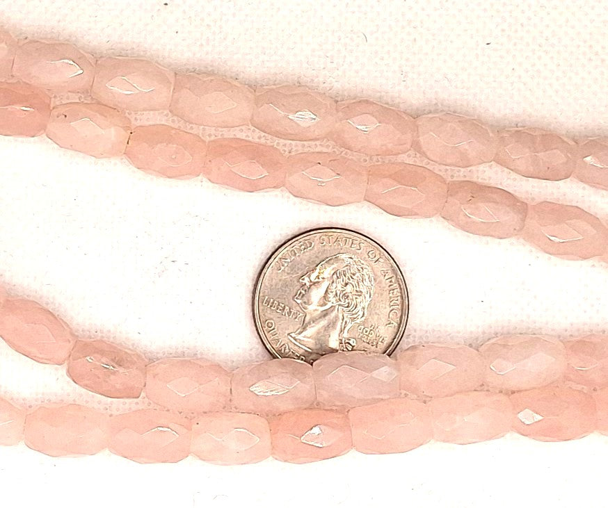 12x8mm Rose Quartz Faceted Barrel Gemstone Beads 8-inch Strand