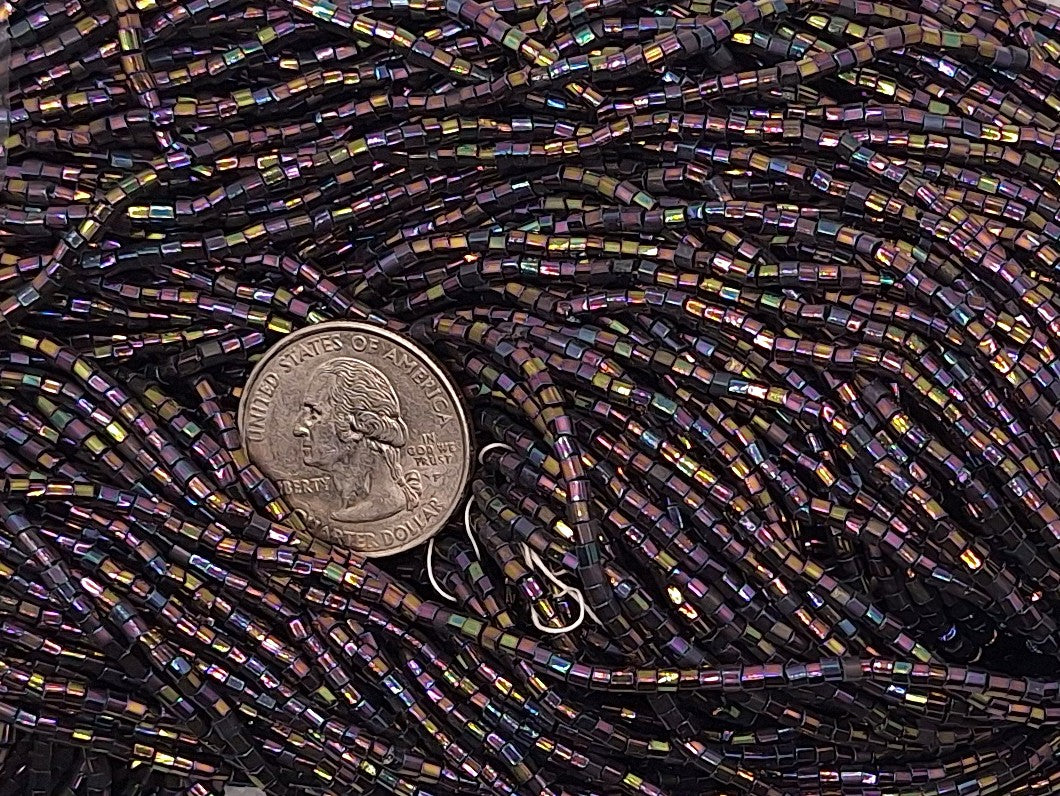 9/0 Purple Iris Metallic 2-Cut Czech Glass Seed Beads Full Hank