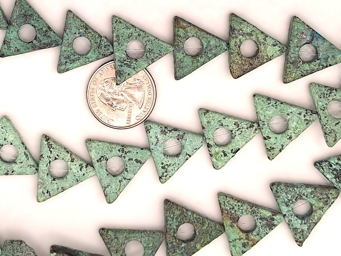 21mm African Turquoise Open Triangle Gemstone Beads 8-Inch Strand
