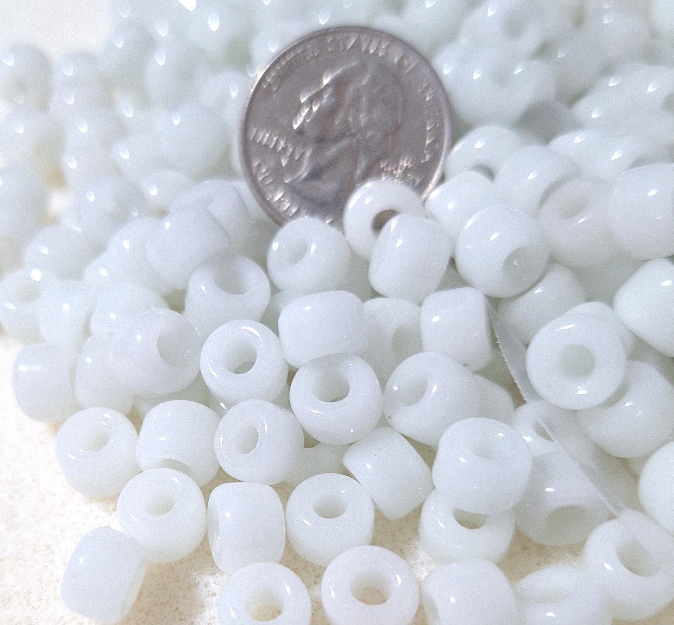 9mm Alabaster Opaque Crow Roller Beads 120ct