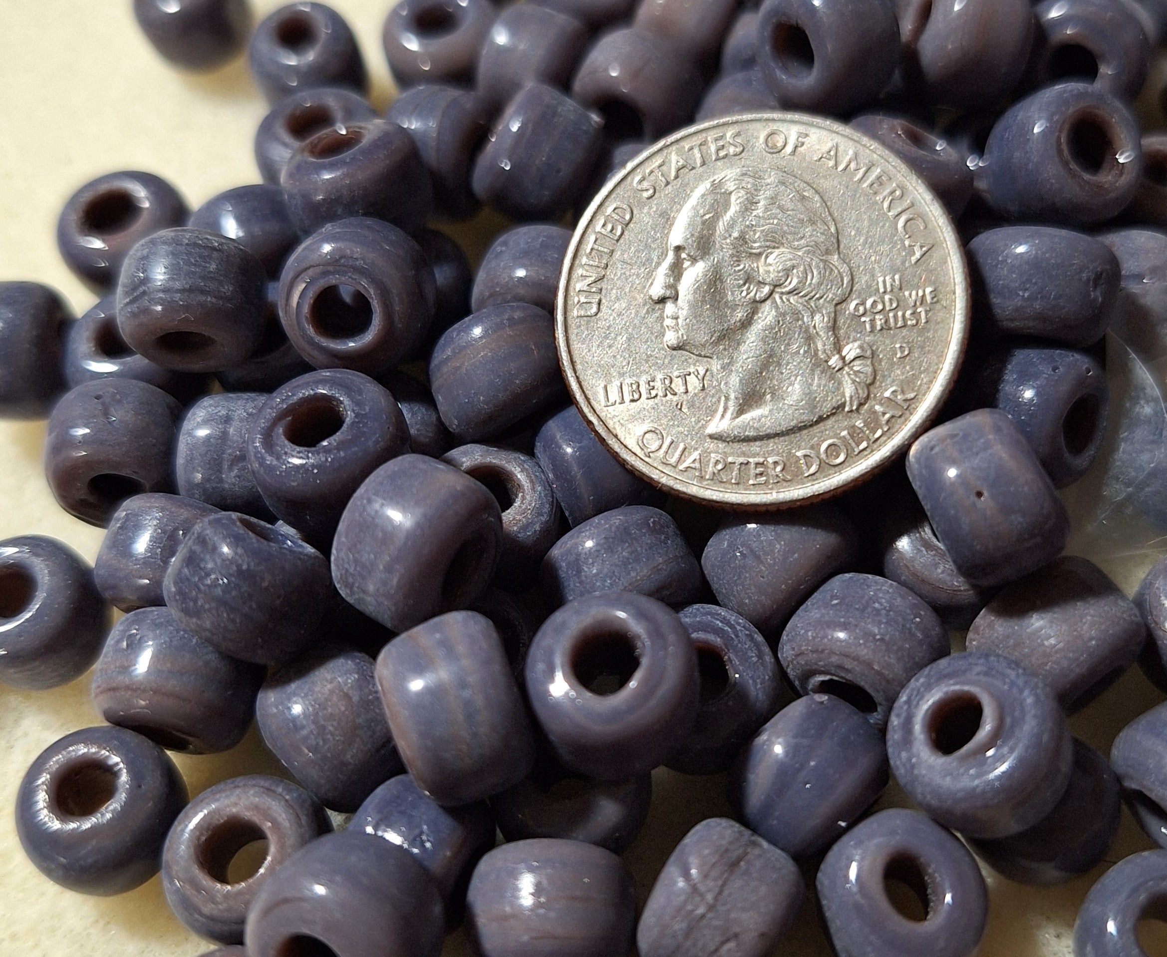 9mm Light Purple Opaque Crow Roller Beads 120ct