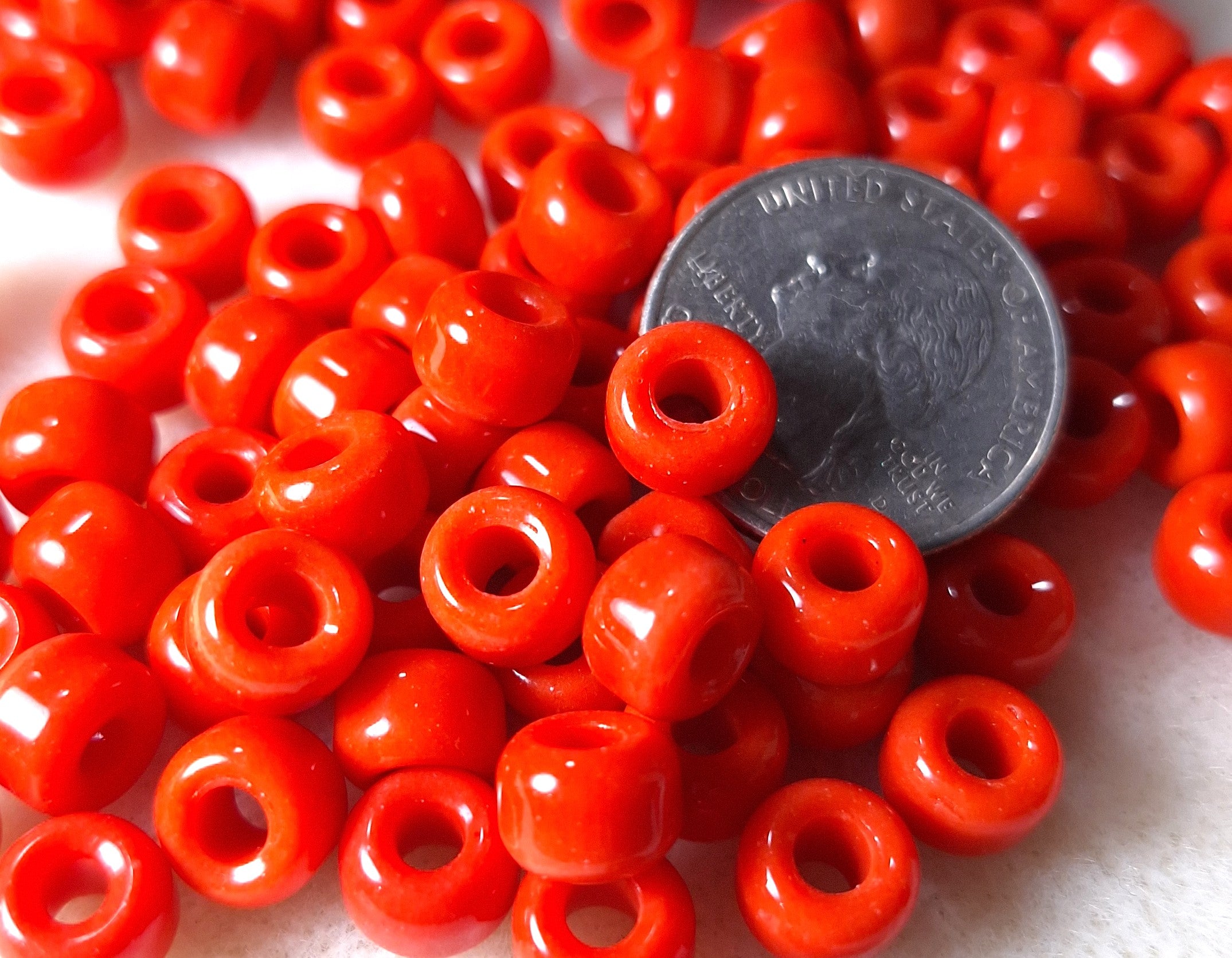 9mm Orange Opaque Crow Roller Beads 120ct