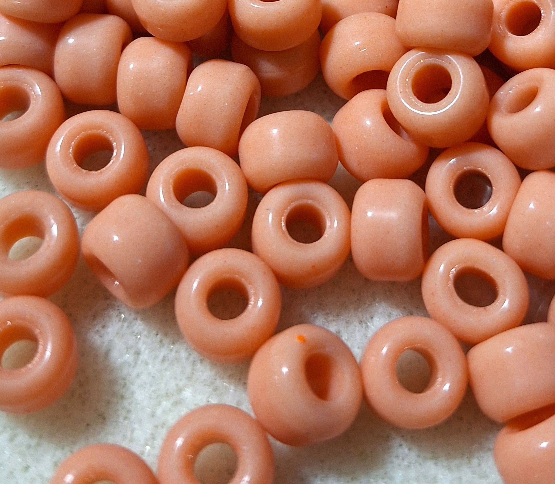 9mm Peach Opaque Crow Roller Beads 120ct