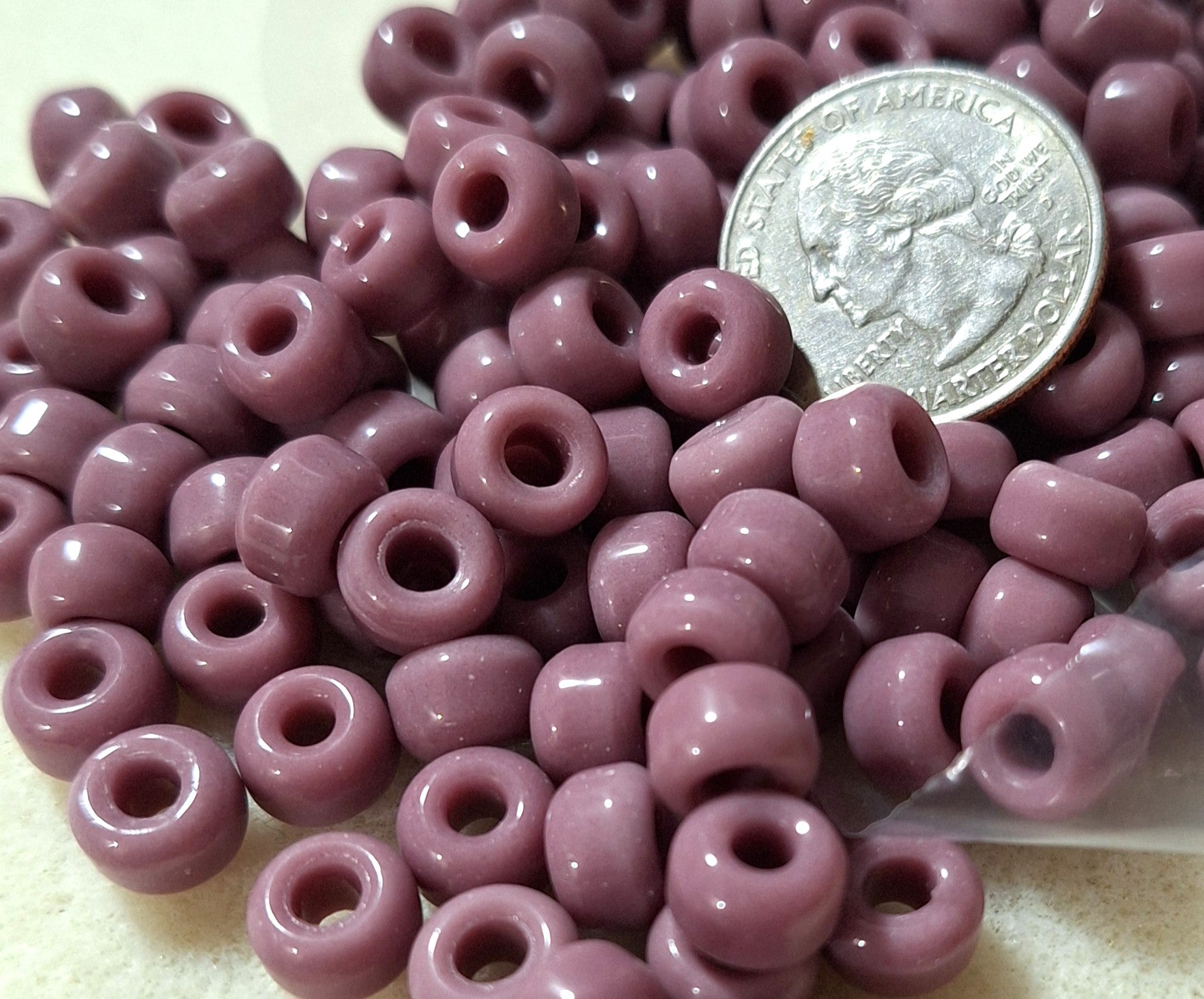 9mm Amethyst Purple Opaque Crow Roller Beads 120ct
