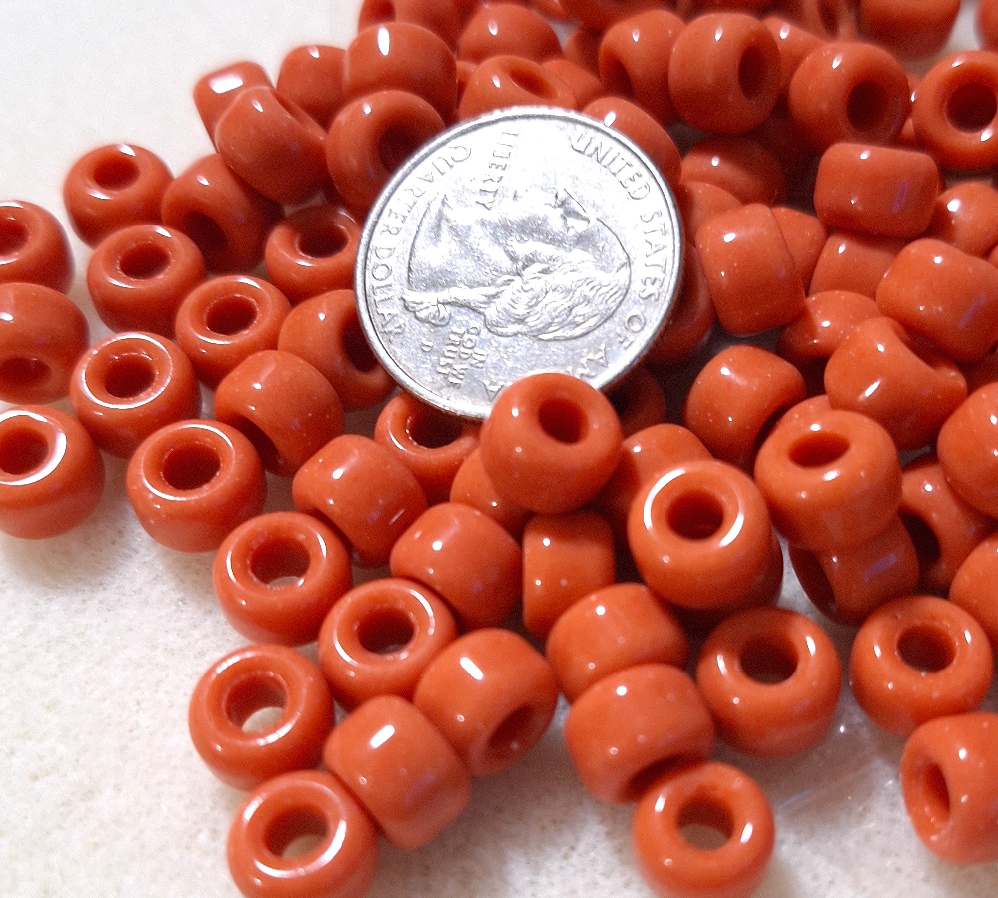 9mm Rust Opaque Crow Roller Beads 120ct