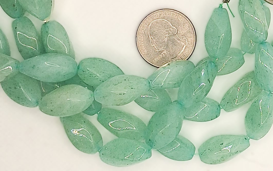 20x10 Green Aventurine Oval Swirl Gemstone Beads 8-inch Strand
