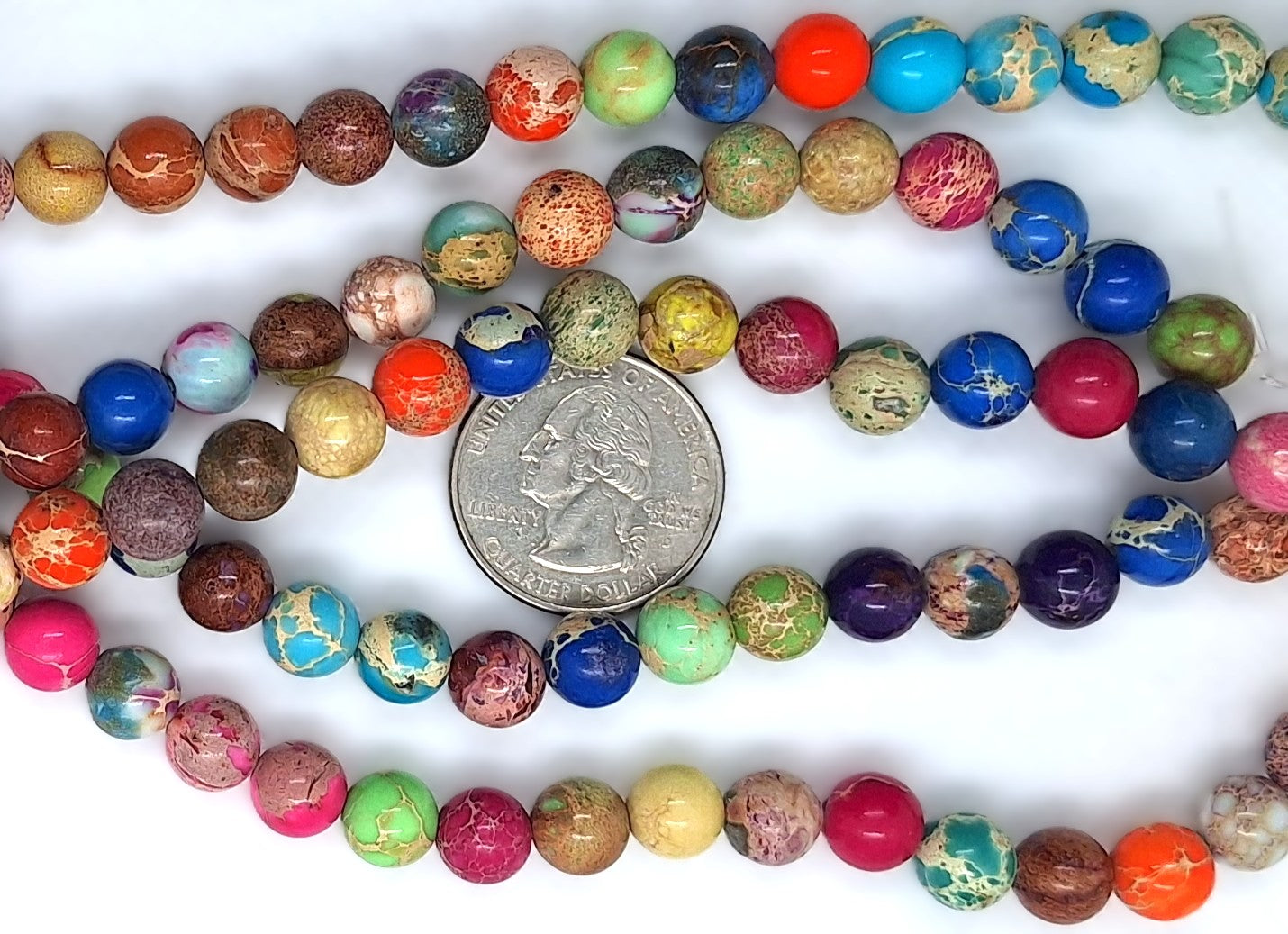8mm Mixed Aqua Terra Jasper Round Gemstone Beads 8-Inch Strand