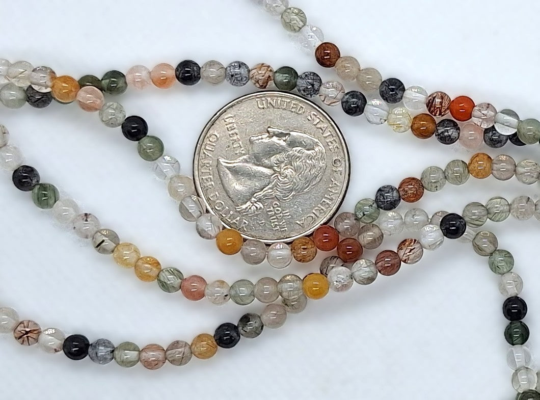 4mm Multicolor Quartz Round Gemstone Beads 8-Inch Strand