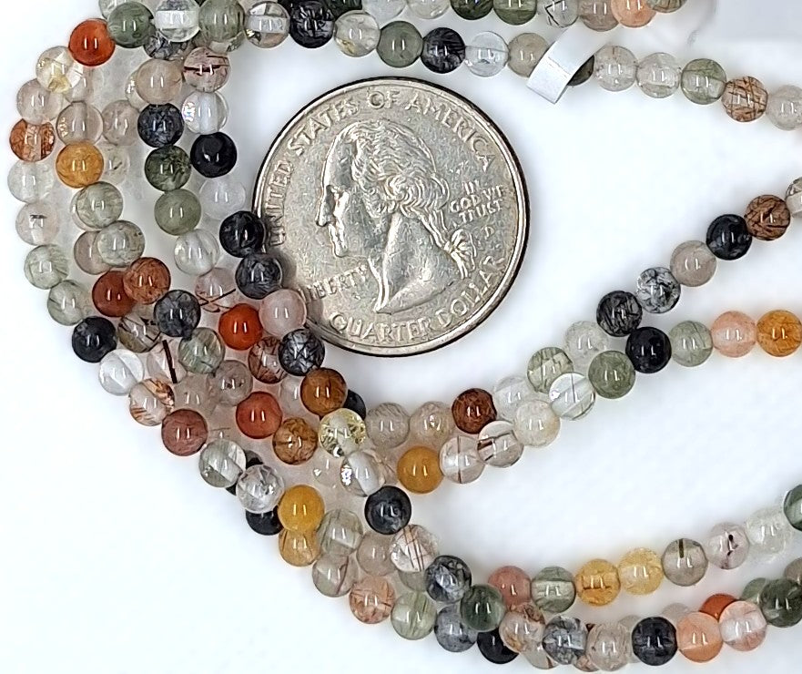 4mm Multicolor Quartz Round Gemstone Beads 8-Inch Strand